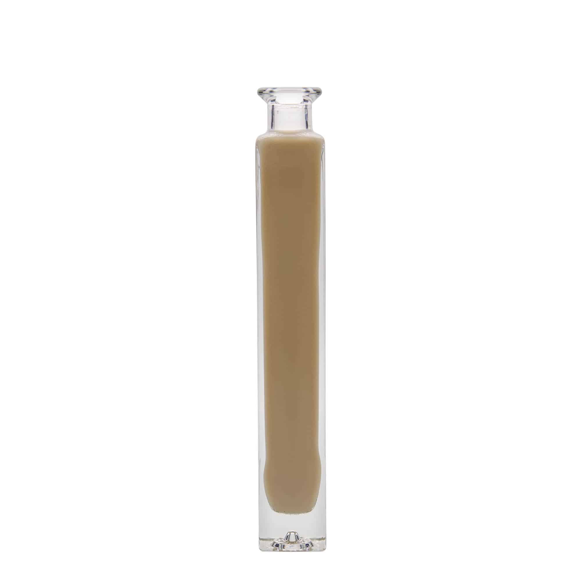 200 ml стъклена бутилка „Tommy“, квадратна, затваряне: коркова тапа