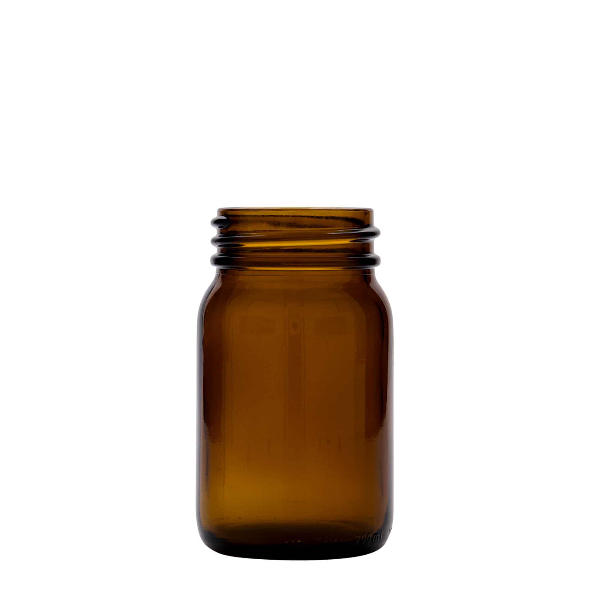 200 ml буркан с широко гърло, кафяв, затваряне: винтова капачка с резба DIN 55 200 ml буркан с широко гърло, кафяв, затваряне: винтова капачка с резба DIN 55