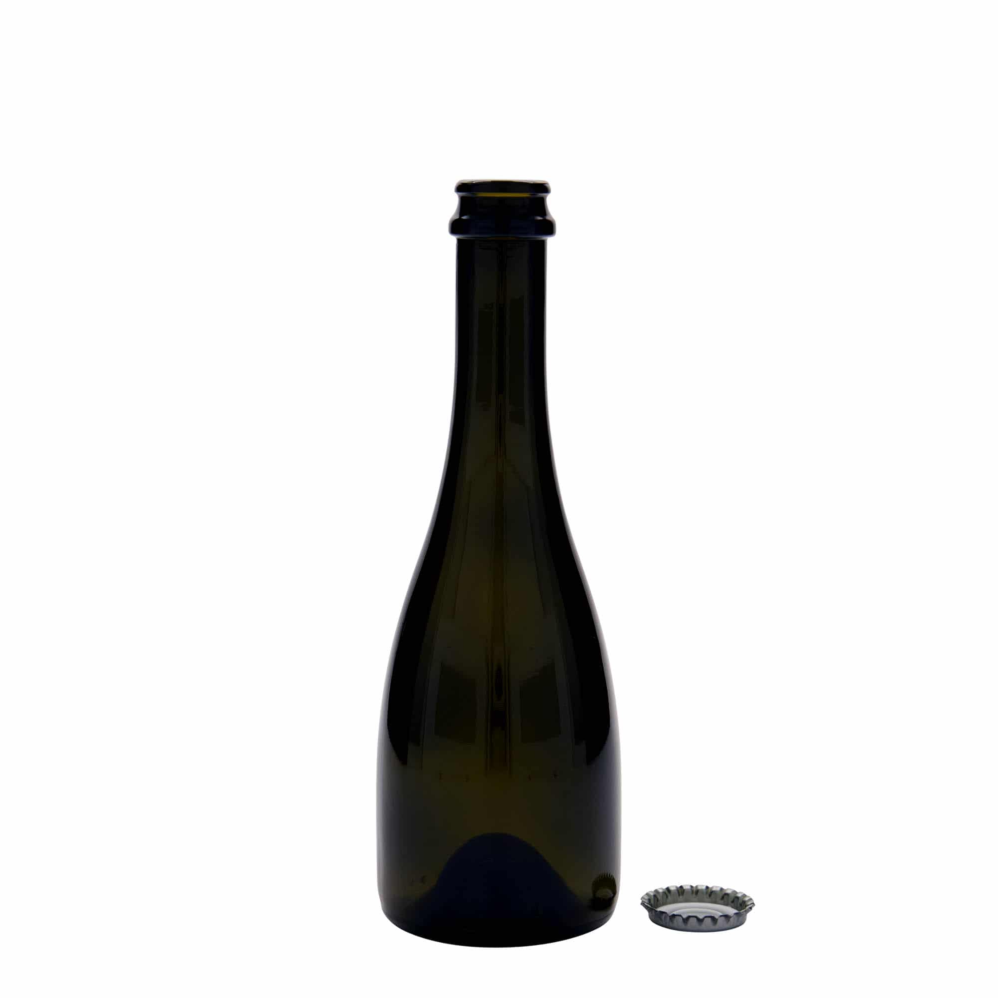 330 ml бутилка за бира/шампанско „Tosca“, стъклена, антично зелено, затваряне: метална капачка за бутилки