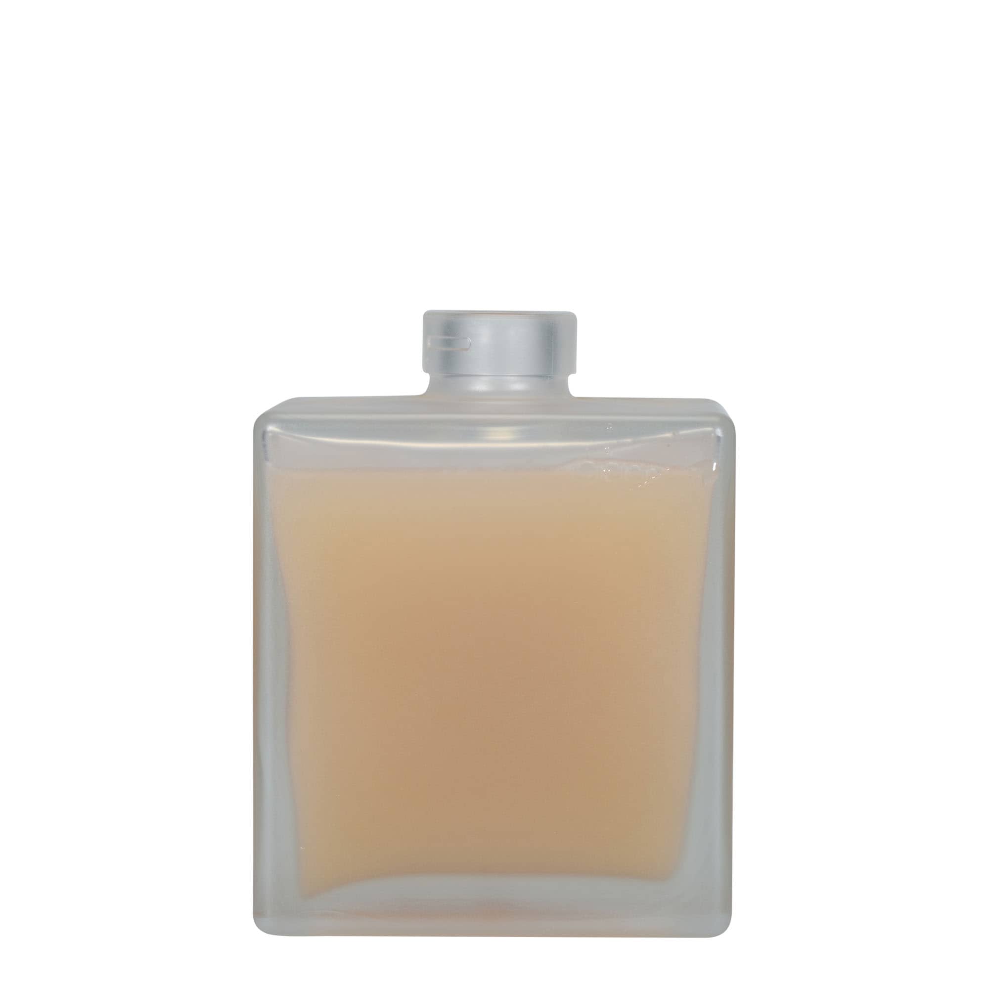 500 ml стъклена бутилка „Cube“, квадратна, със заскрежен ефект, затваряне: коркова тапа
