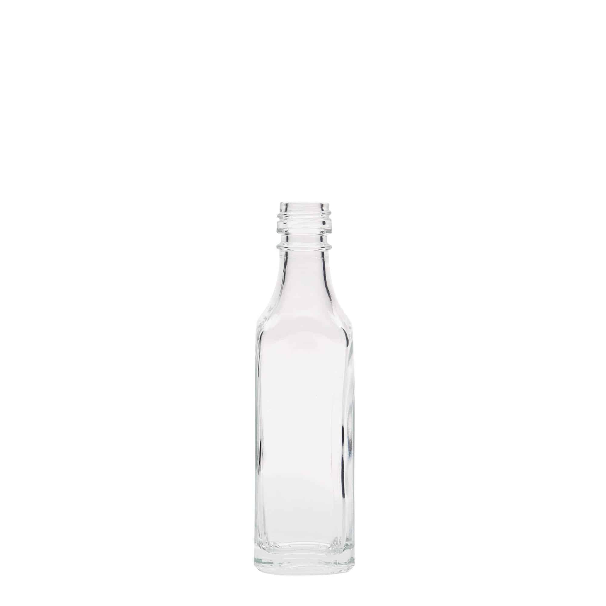 50 ml стъклена бутилка „Siena“, квадратна, затваряне: капачка PP 18 50 ml стъклена бутилка „Siena“, квадратна, затваряне: капачка PP 18