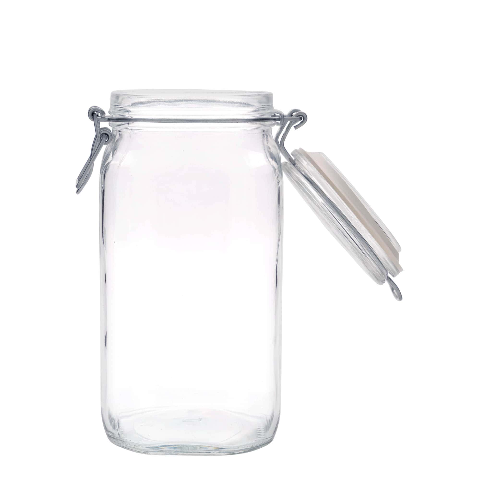 1.500 мл стъклен буркан с телена закопчалка „Фидо“, квадратен, отвор: затваряне с телена закопчалка 1.500 мл стъклен буркан с телена закопчалка „Фидо“, квадратен, отвор: затваряне с телена закопчалка
