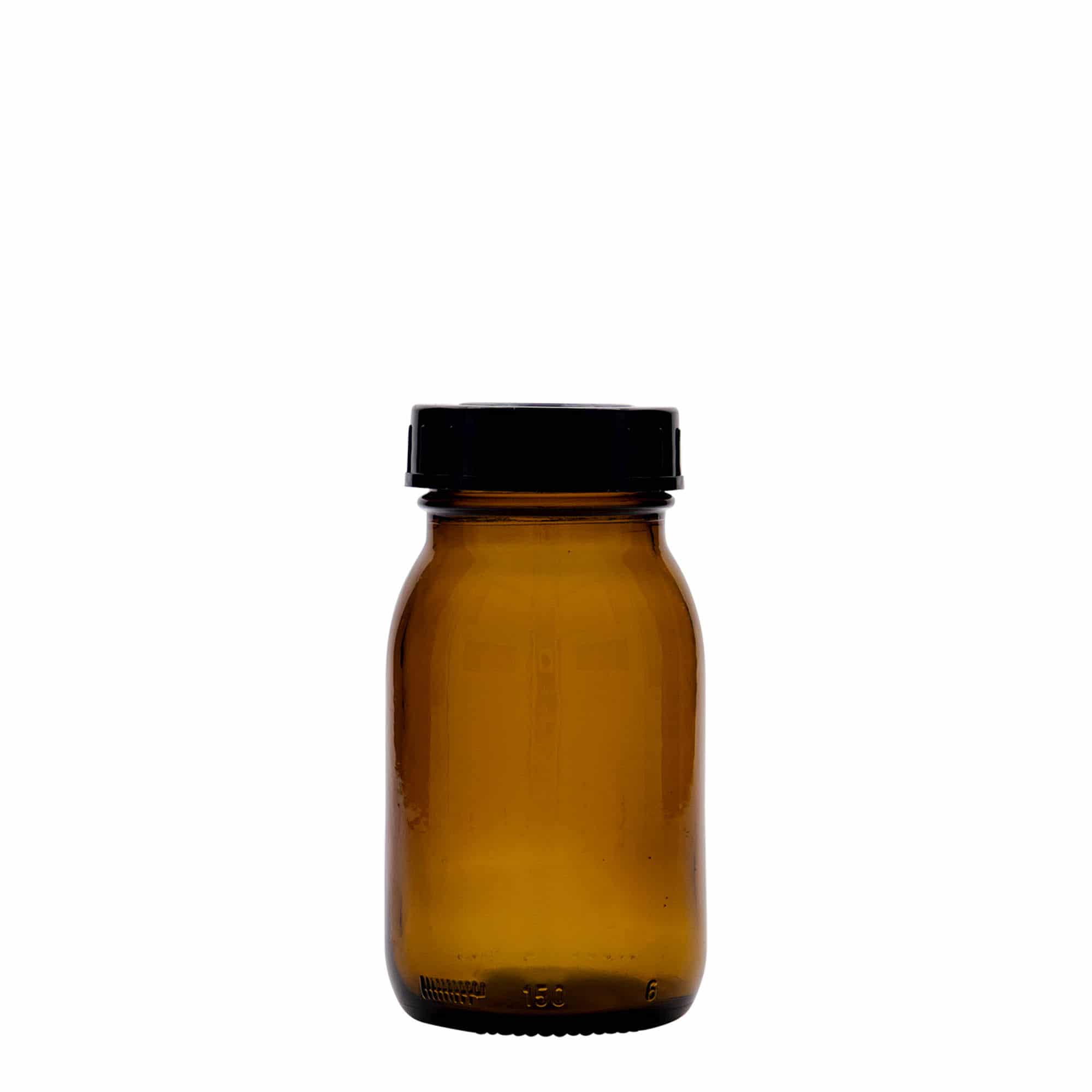 150 ml буркан с широко гърло, кафяв, затваряне: винтова капачка с резба DIN 45