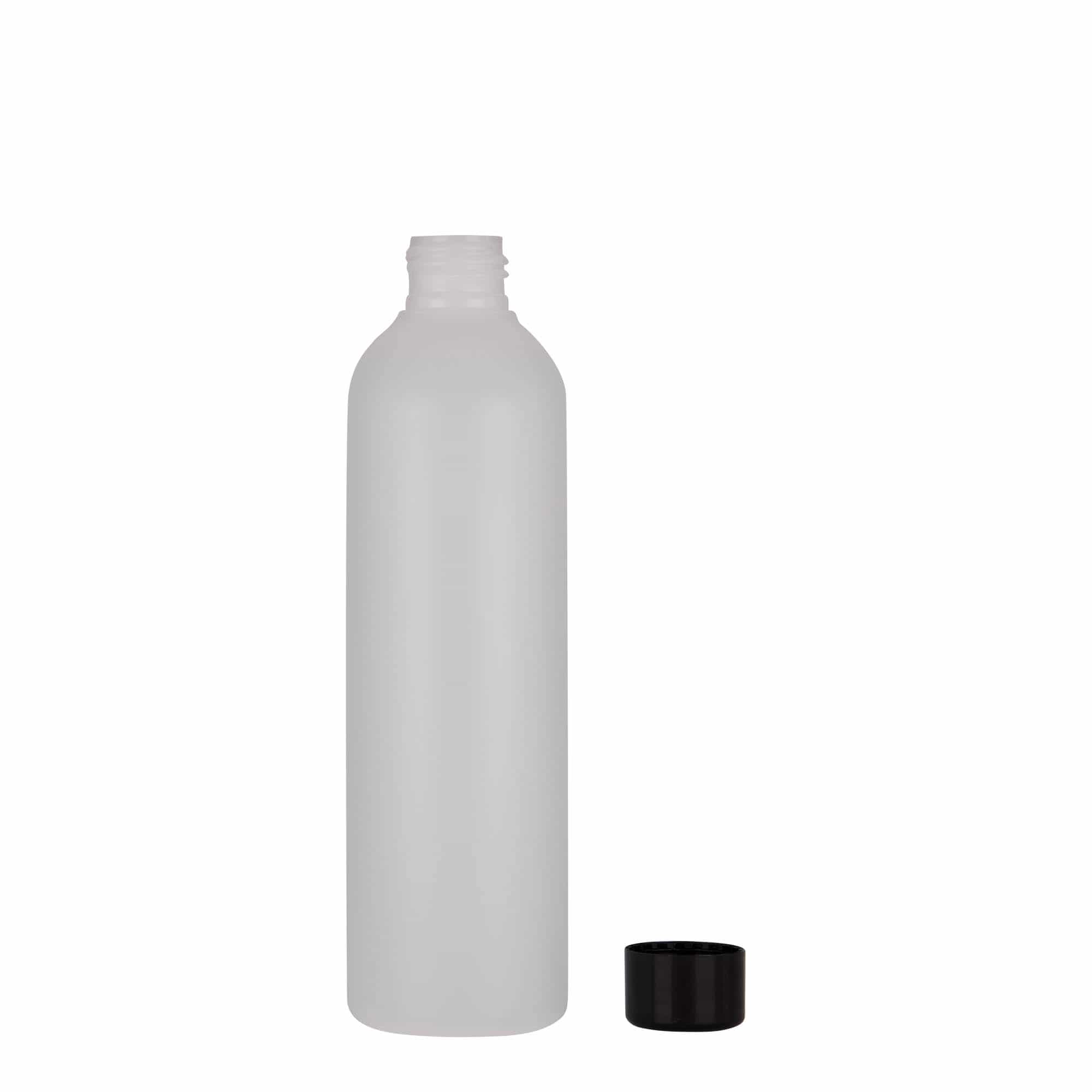 250 ml пластмасова бутилка „Tuffy“, HDPE, естествен цвят, затваряне: винтова капачка 24/410