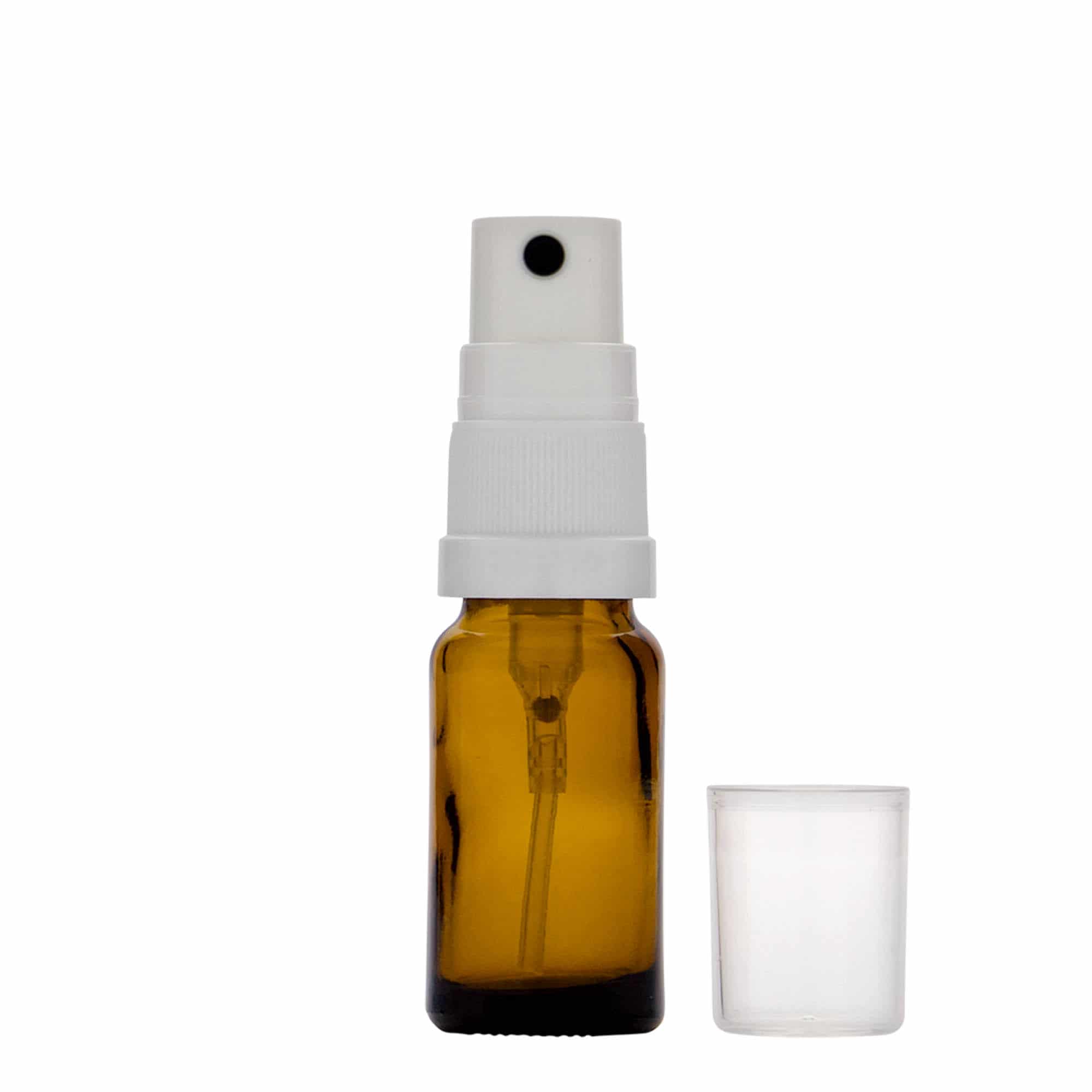 10 ml спрей бутилка за лекарства, стъклена, кафява, затваряне: винтова капачка с резба DIN 18