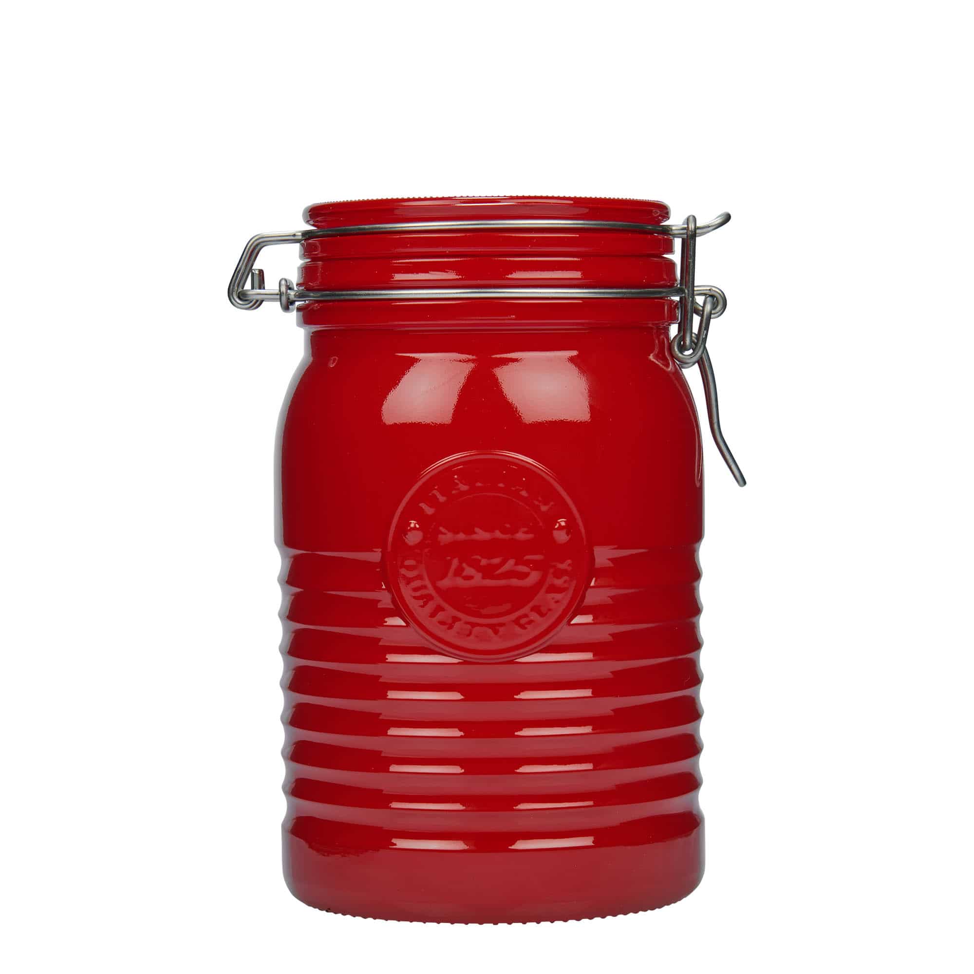 1000 ml буркан с клипс „Officina 1825“, червен, затваряне: капак с клипс