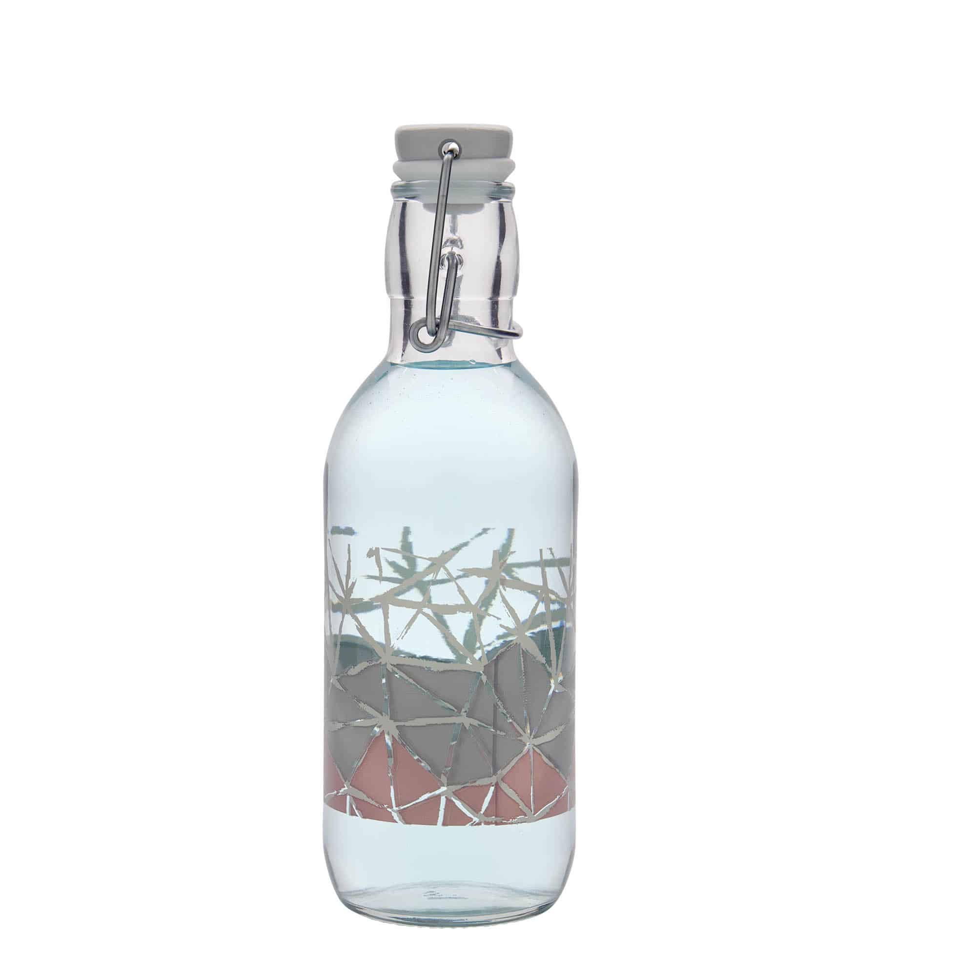 500 ml стъклена бутилка „Emilia“, мотив: Manolibera rosa, затваряне: тапа с клипс