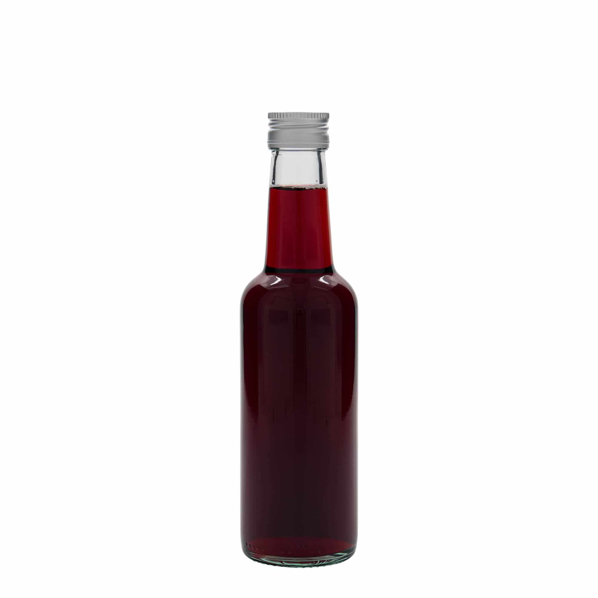 250 ml стъклена бутилка с право гърло, затваряне: капачка PP 28