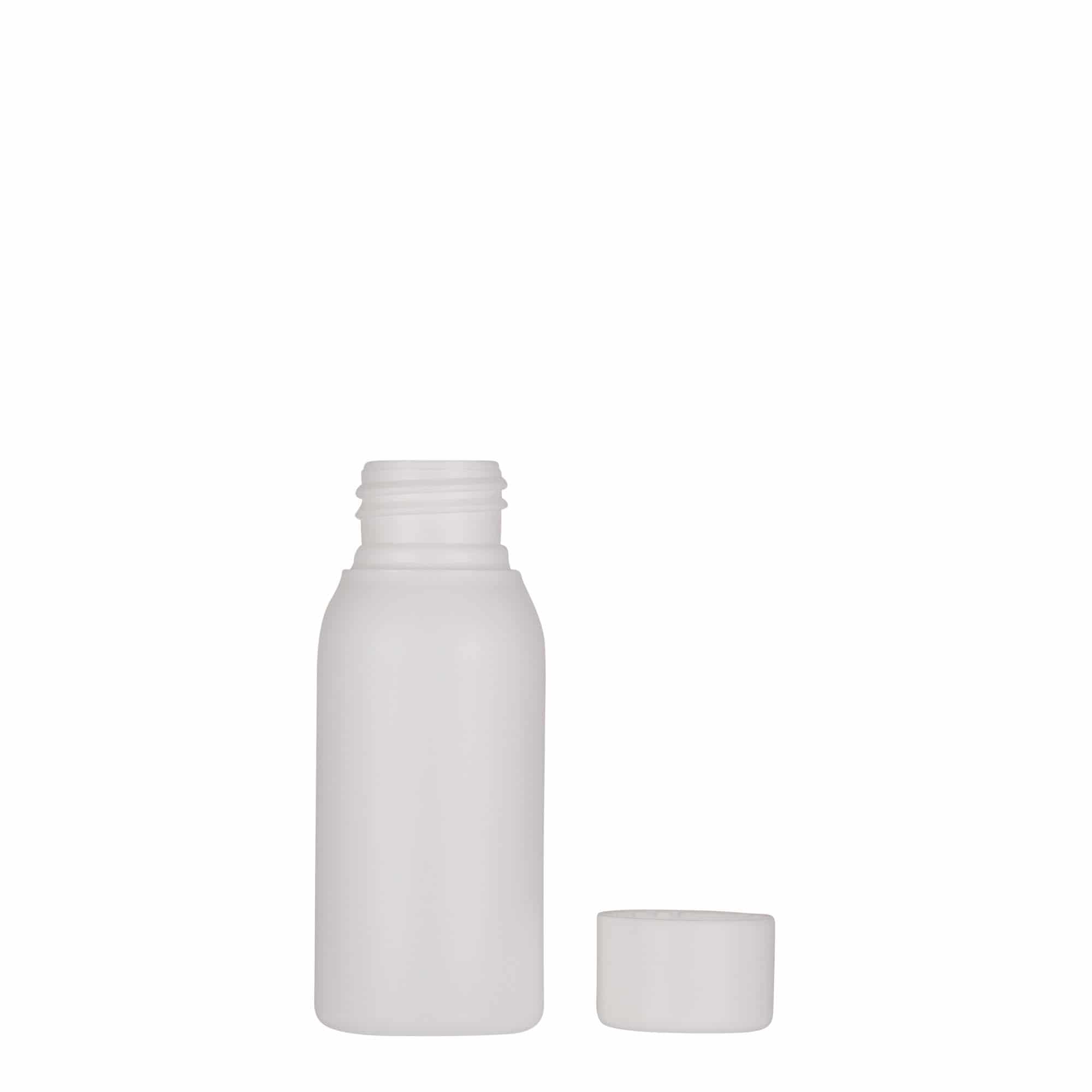 50 ml пластмасова бутилка „Tuffy“, HDPE, бяла, затваряне: винтова капачка 24/410