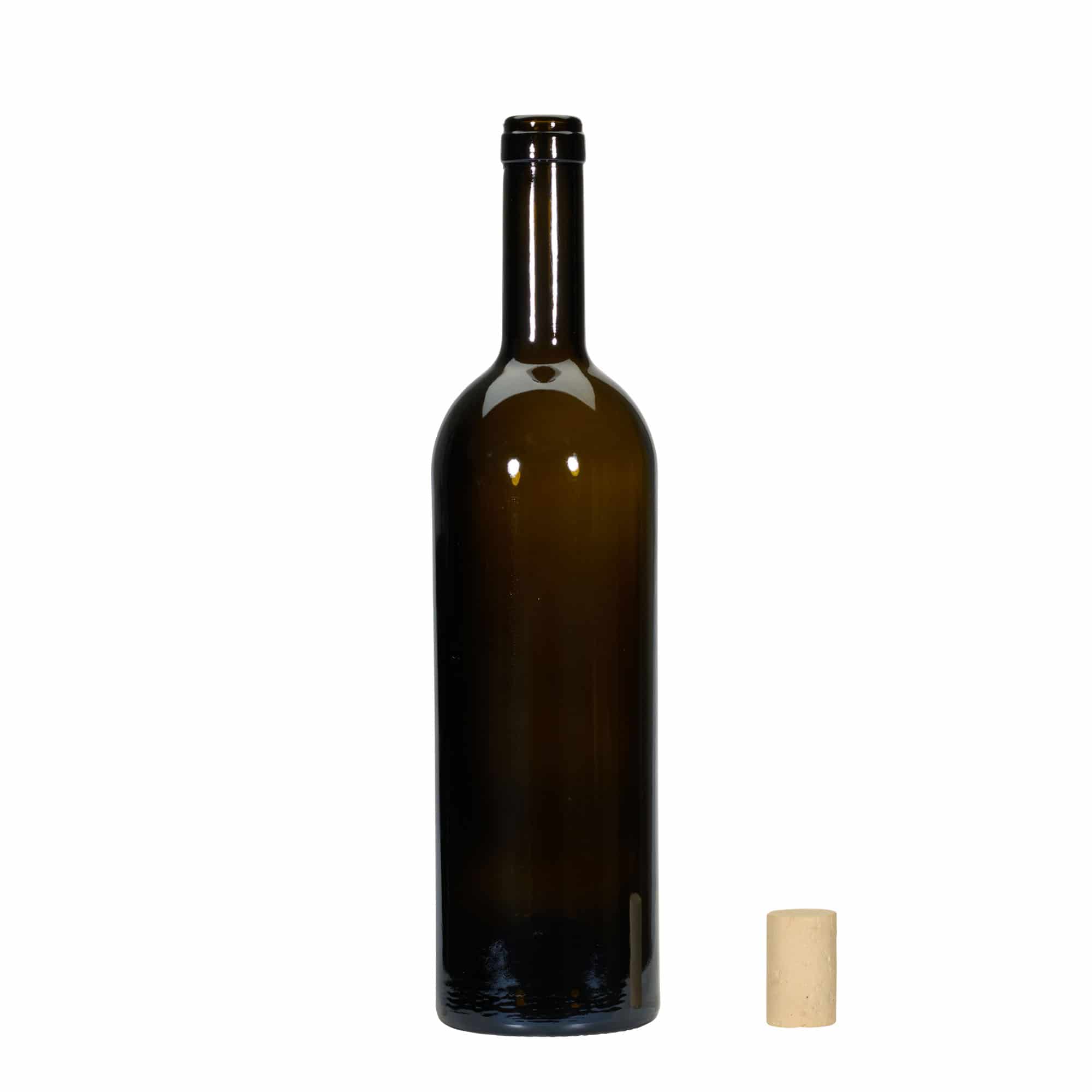 750 ml бутилка за вино „Golia“, антично зелено, затваряне: коркова тапа