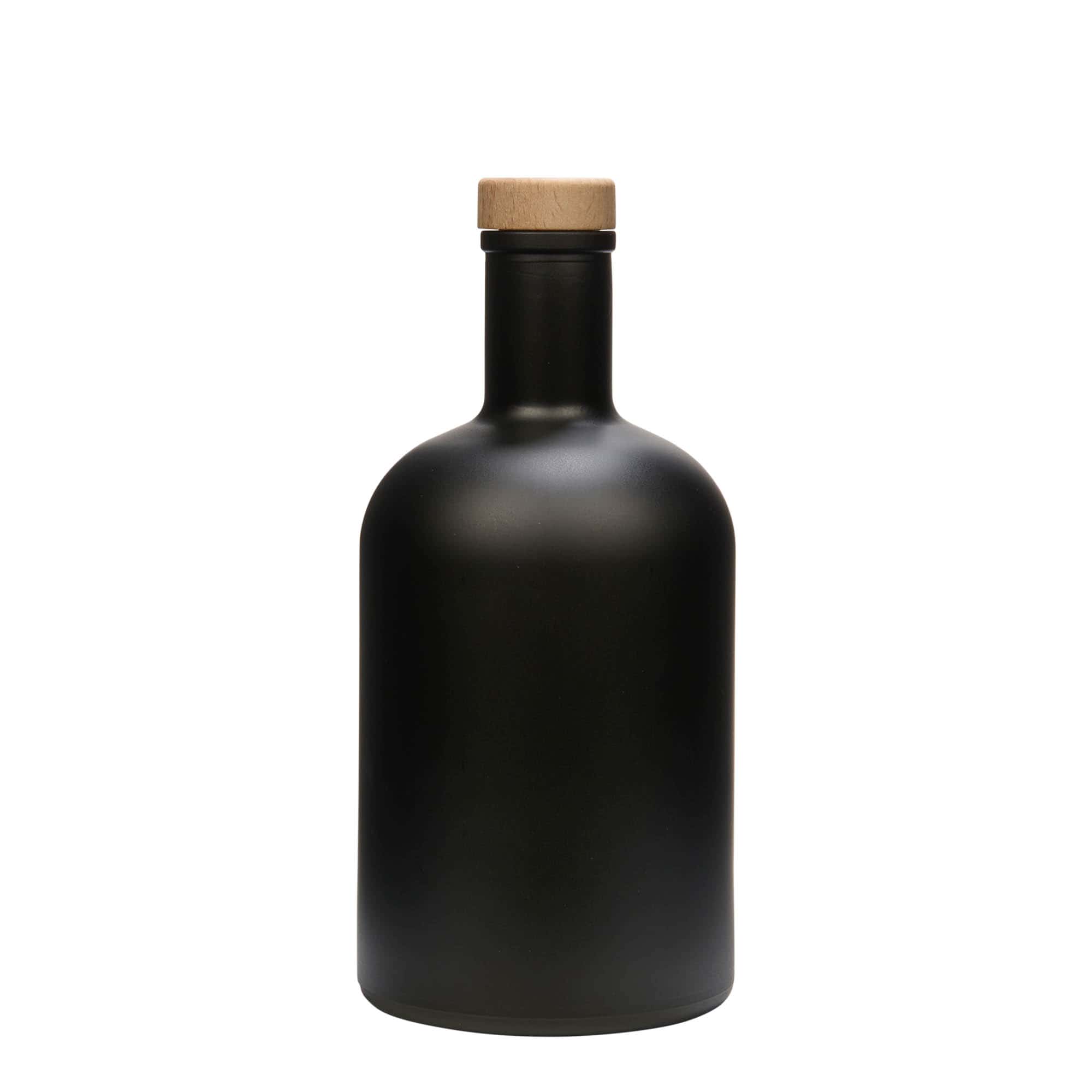 700 ml стъклена бутилка „Gerardino“, черна, затваряне: коркова тапа
