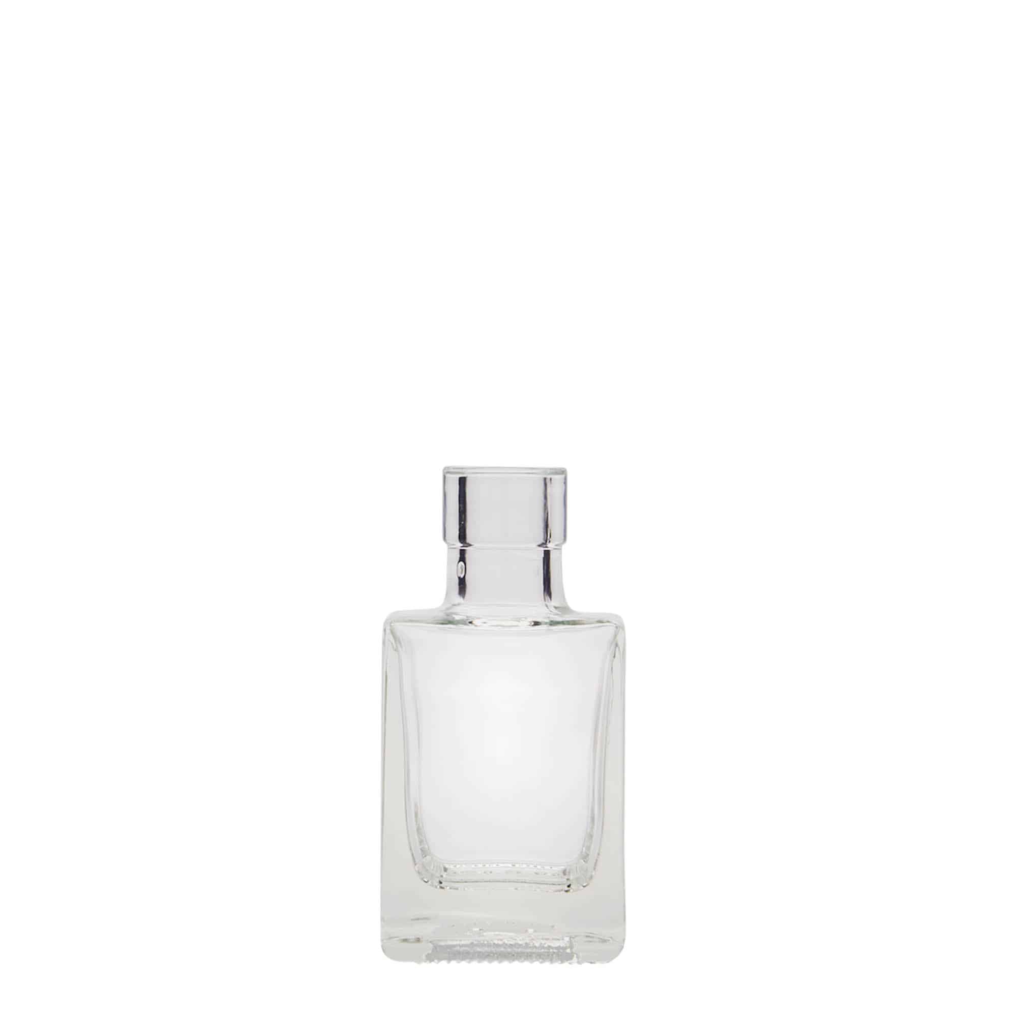 50 ml стъклена бутилка „Cube“, квадратна, затваряне: коркова тапа