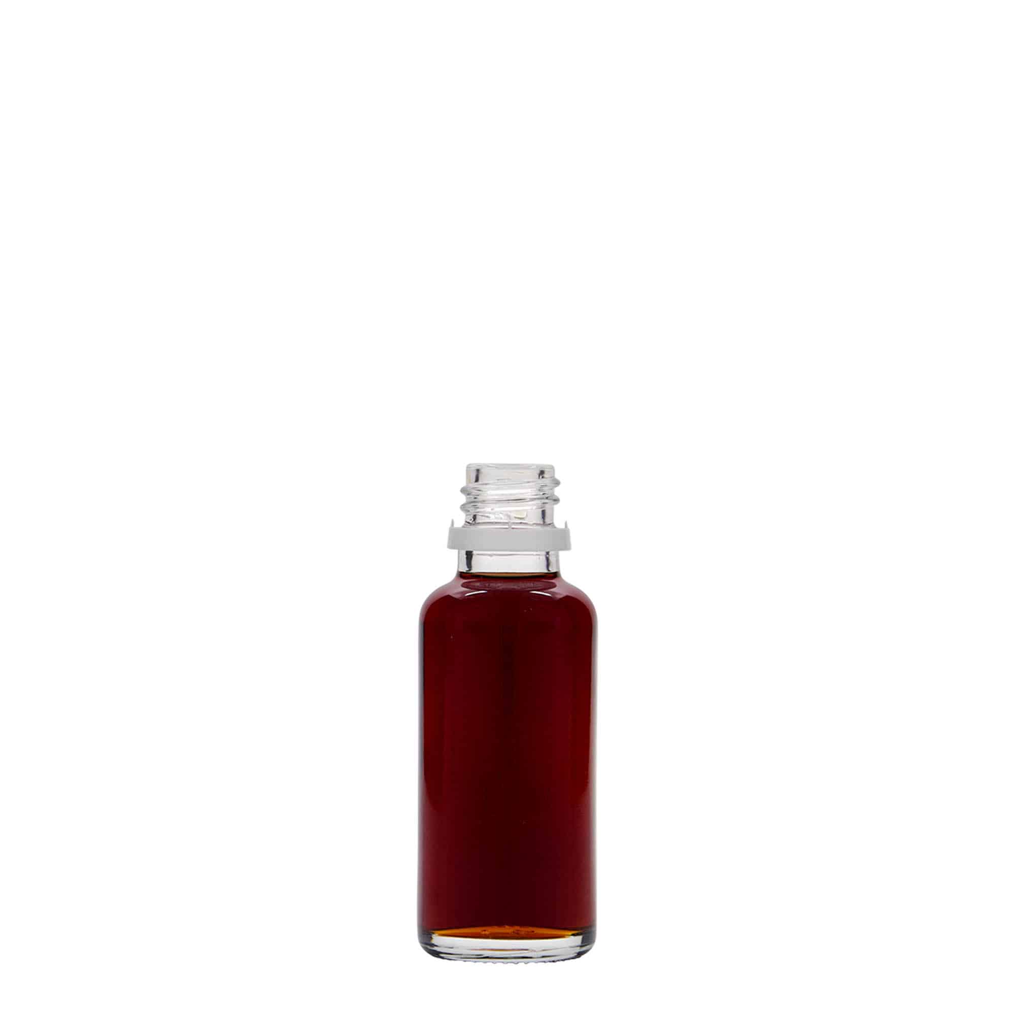 30 ml бутилка за лекарства, стъклена, затваряне: винтова капачка с резба DIN 18
