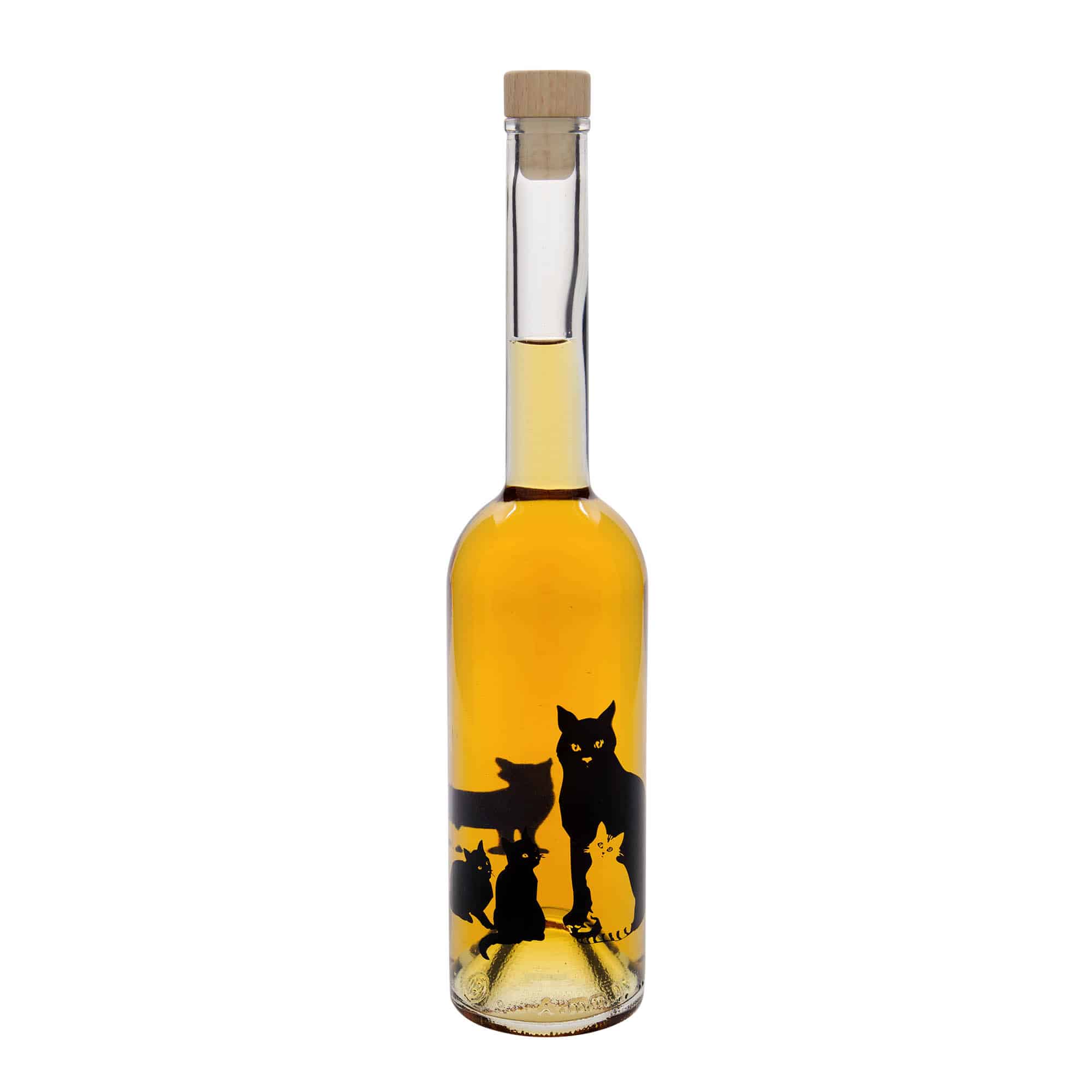 500 ml стъклена бутилка „Опера“, мотив: котки, затваряне: коркова тапа