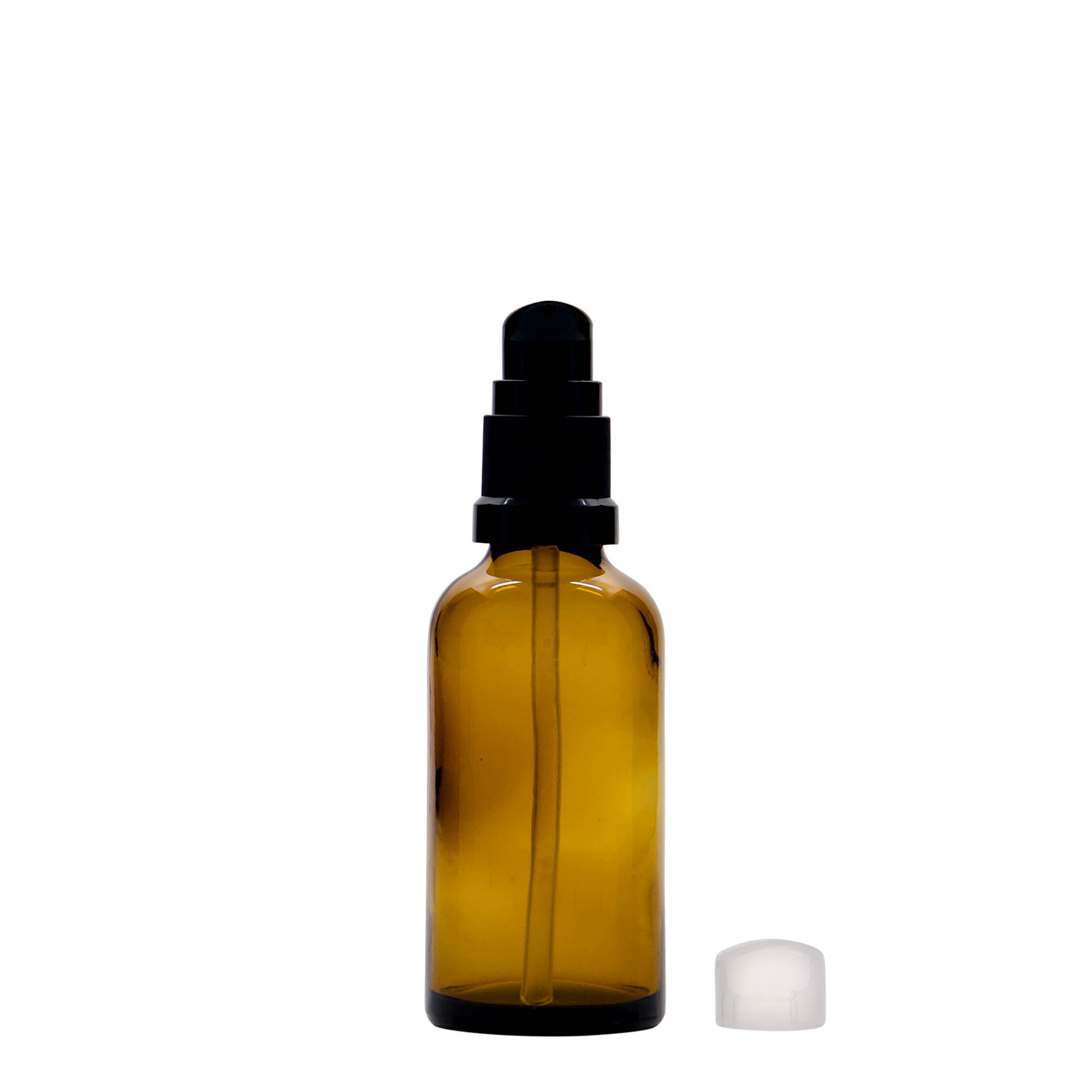 50 мл медицинска бутилка с лосионна помпа, стъкло, кафява, гърло: DIN 18 50 мл медицинска бутилка с лосионна помпа, стъкло, кафява, гърло: DIN 18