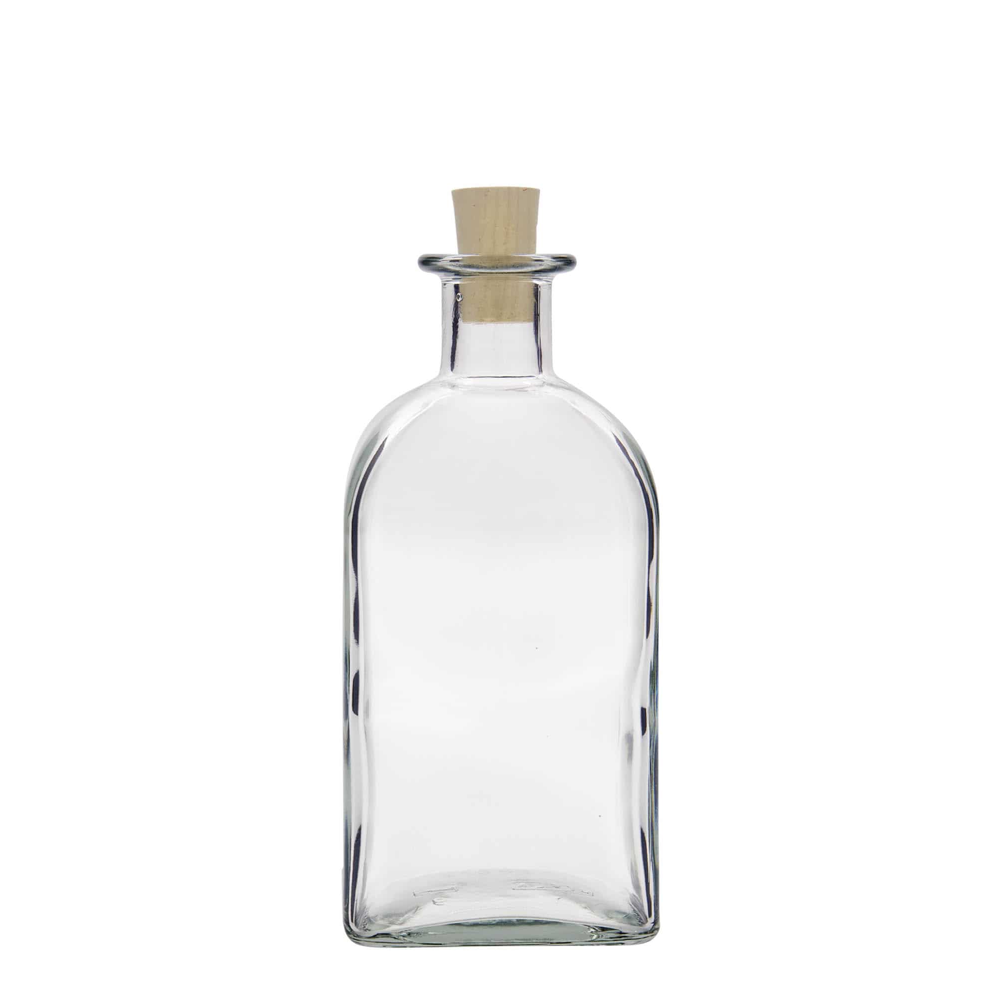 500 ml стъклена аптекарска бутилка „Carré“, квадратна, затваряне: коркова тапа