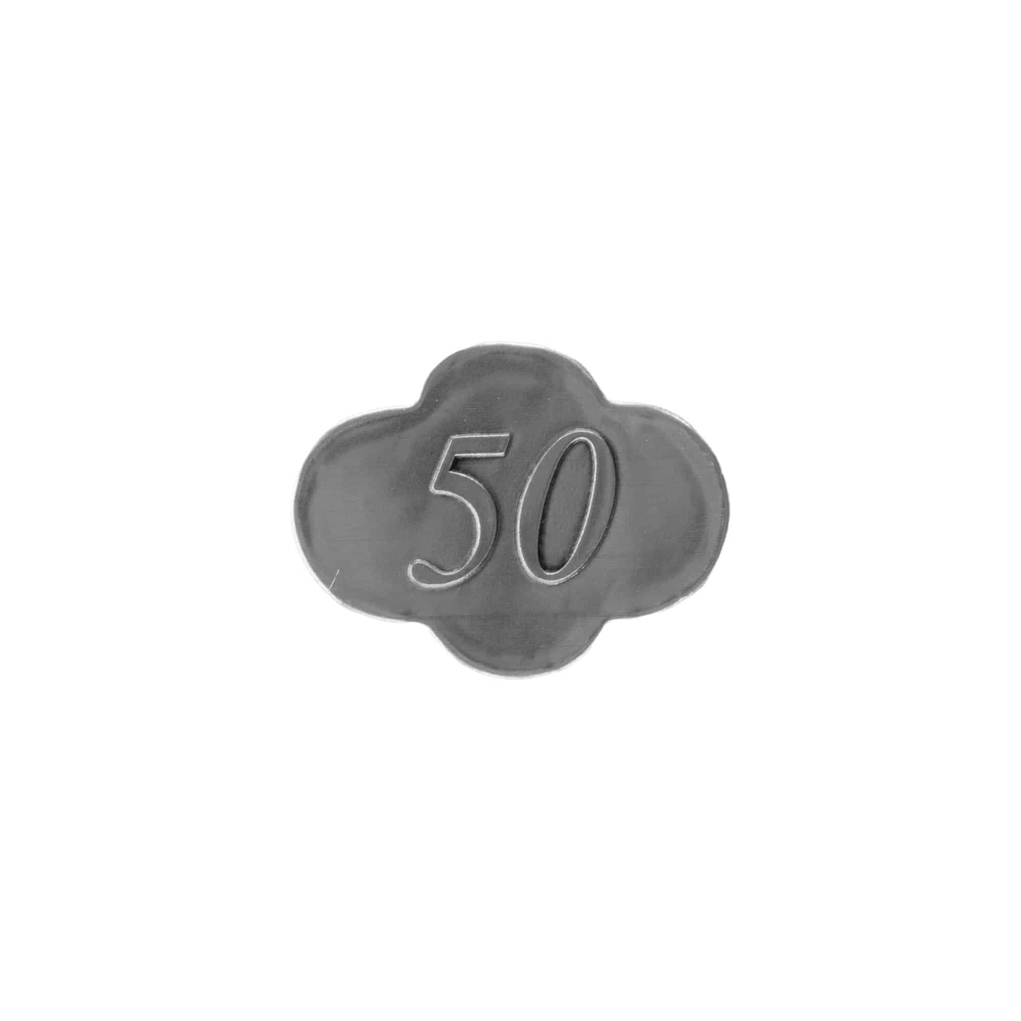 Калаен етикет „50“, метален, сребрист