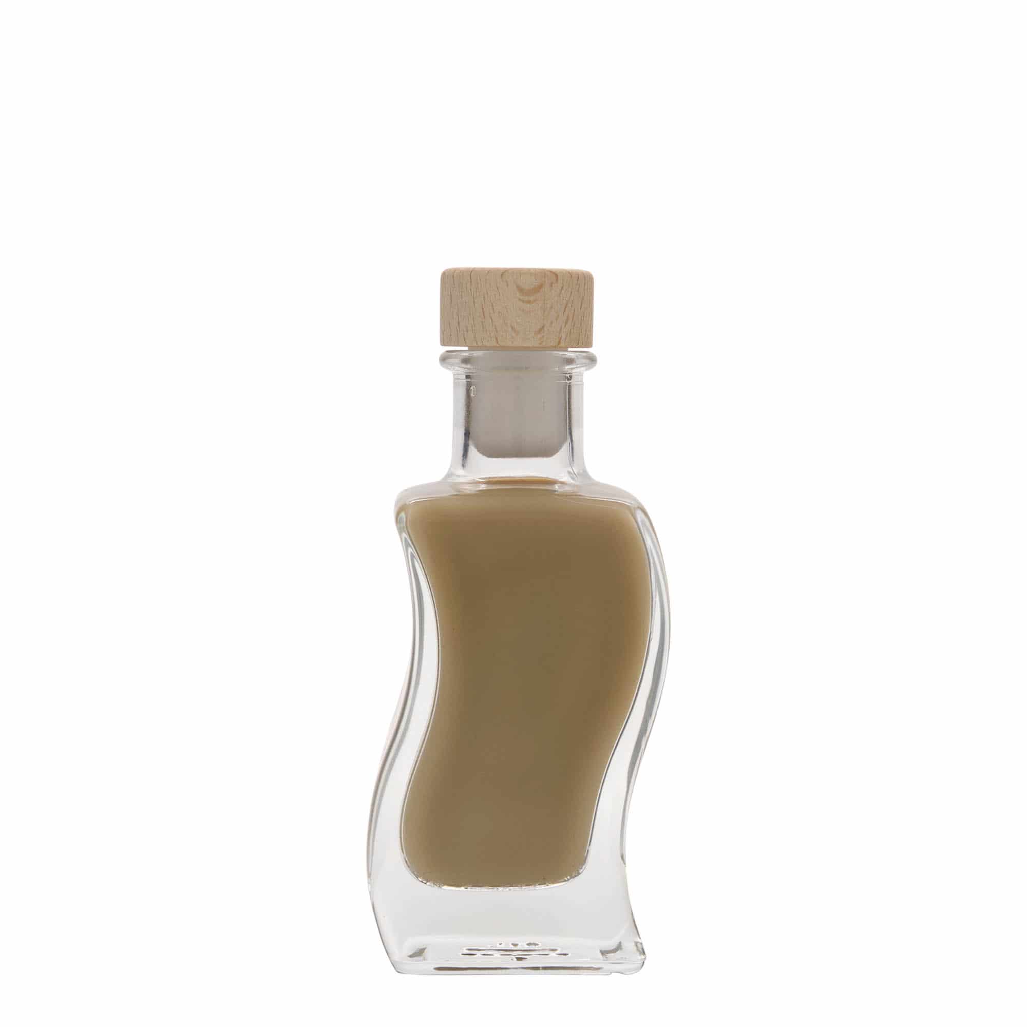 100 ml стъклена бутилка „Вълна“, квадратна, затваряне: коркова тапа