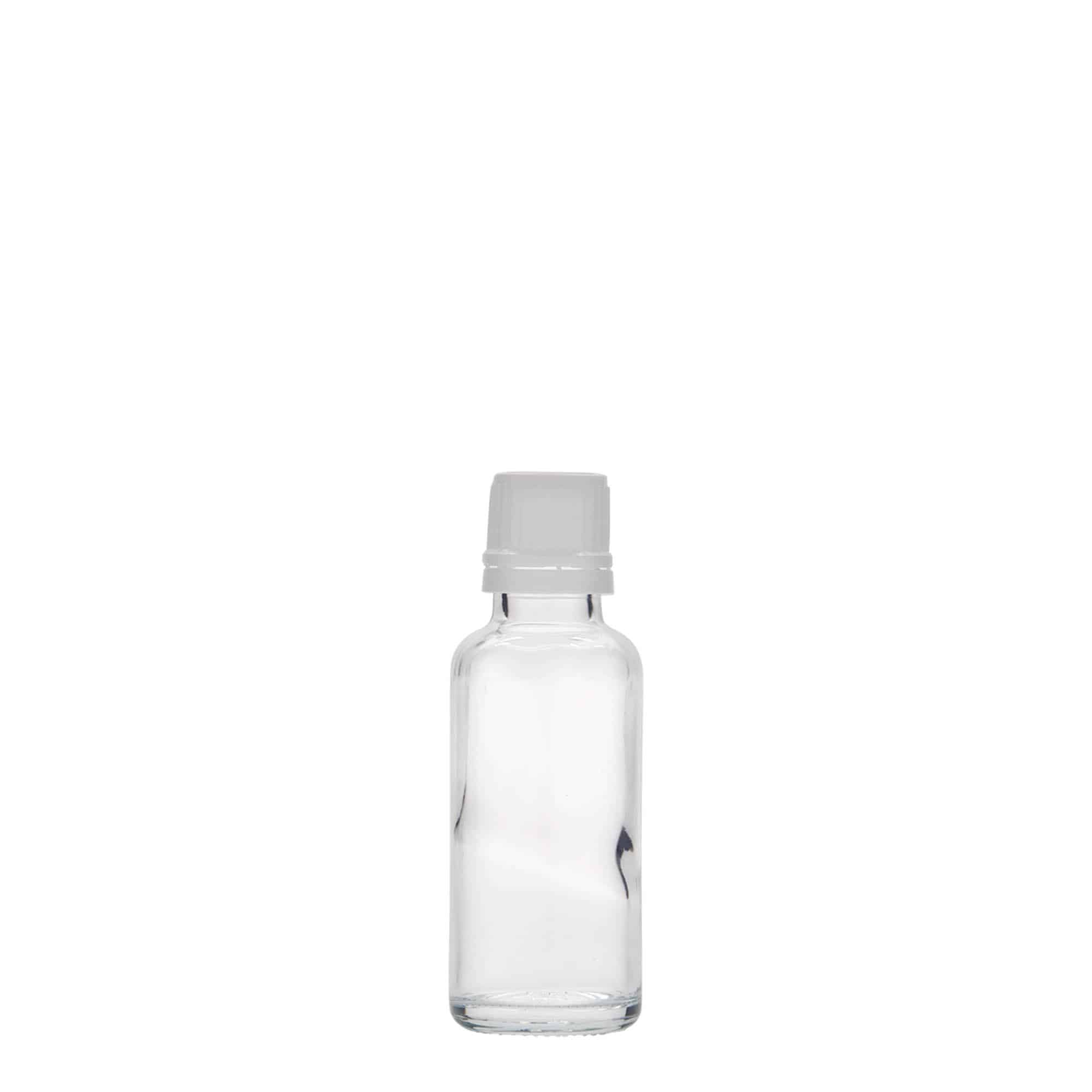 30 ml бутилка за лекарства, стъклена, затваряне: винтова капачка с резба DIN 18