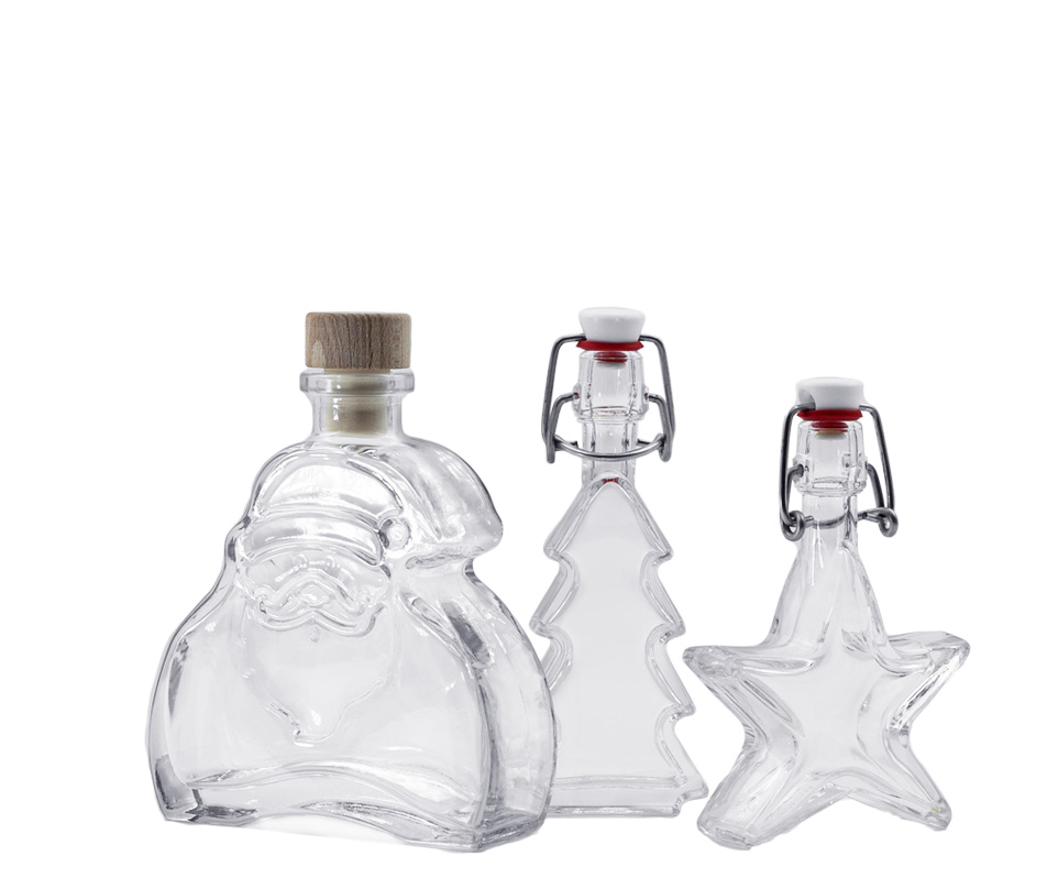 Коледни бутилки Три декоративни бутилки за коледния сезон