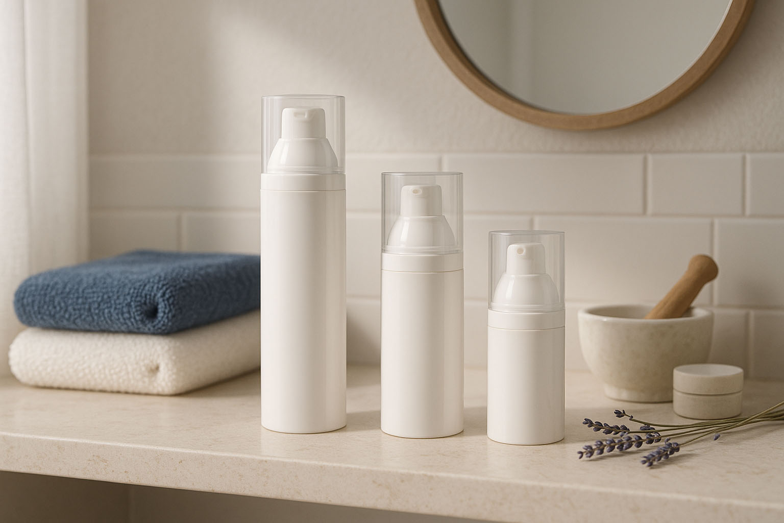 Безвъздушна помпа за диспенсър „Mezzo“, PP пластмаса, бяла Безвъздушна помпа за диспенсър „Mezzo“, PP пластмаса, бяла