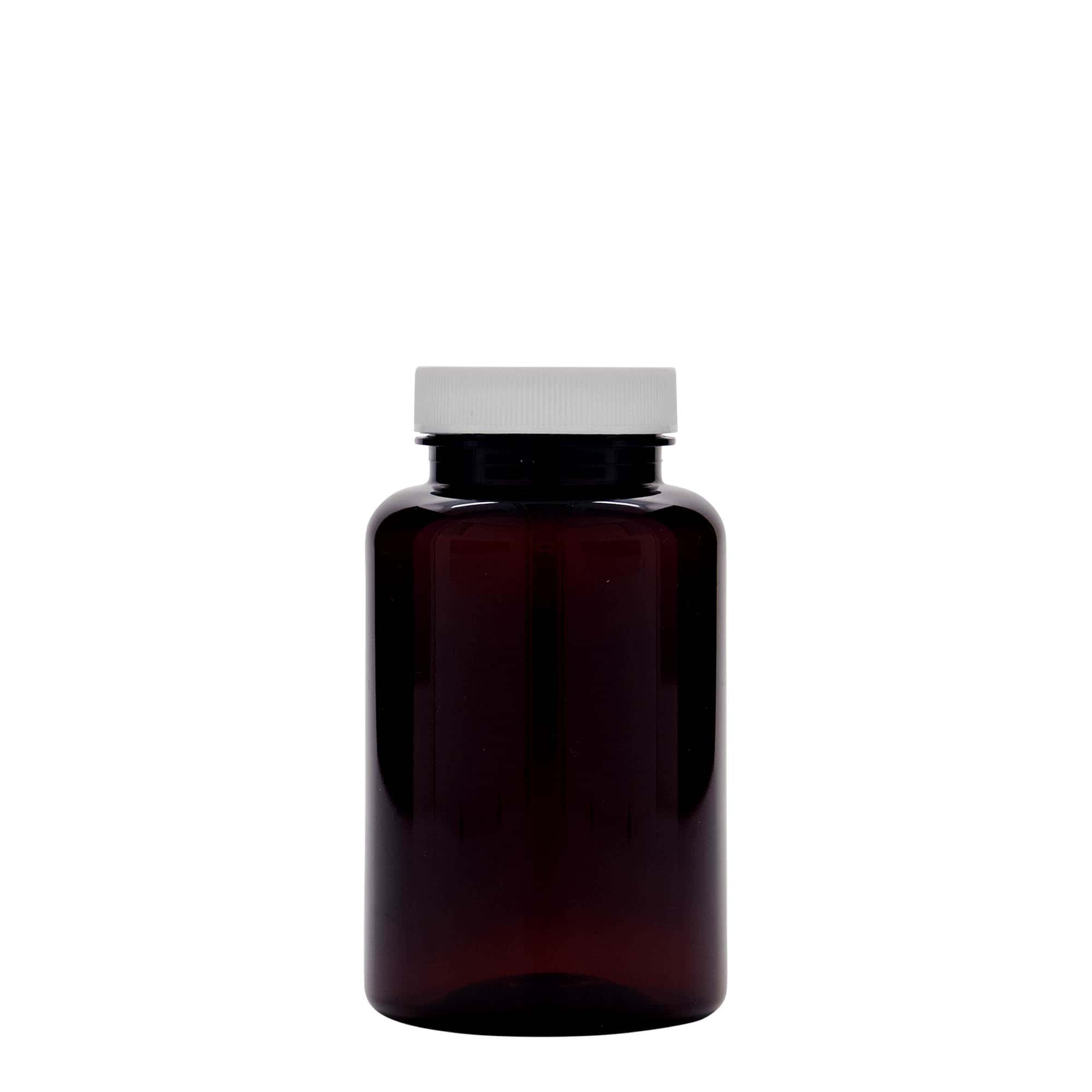 250 ml PET буркан за лекарства, пластмасов, кафяв, затваряне: винтова капачка 45/400