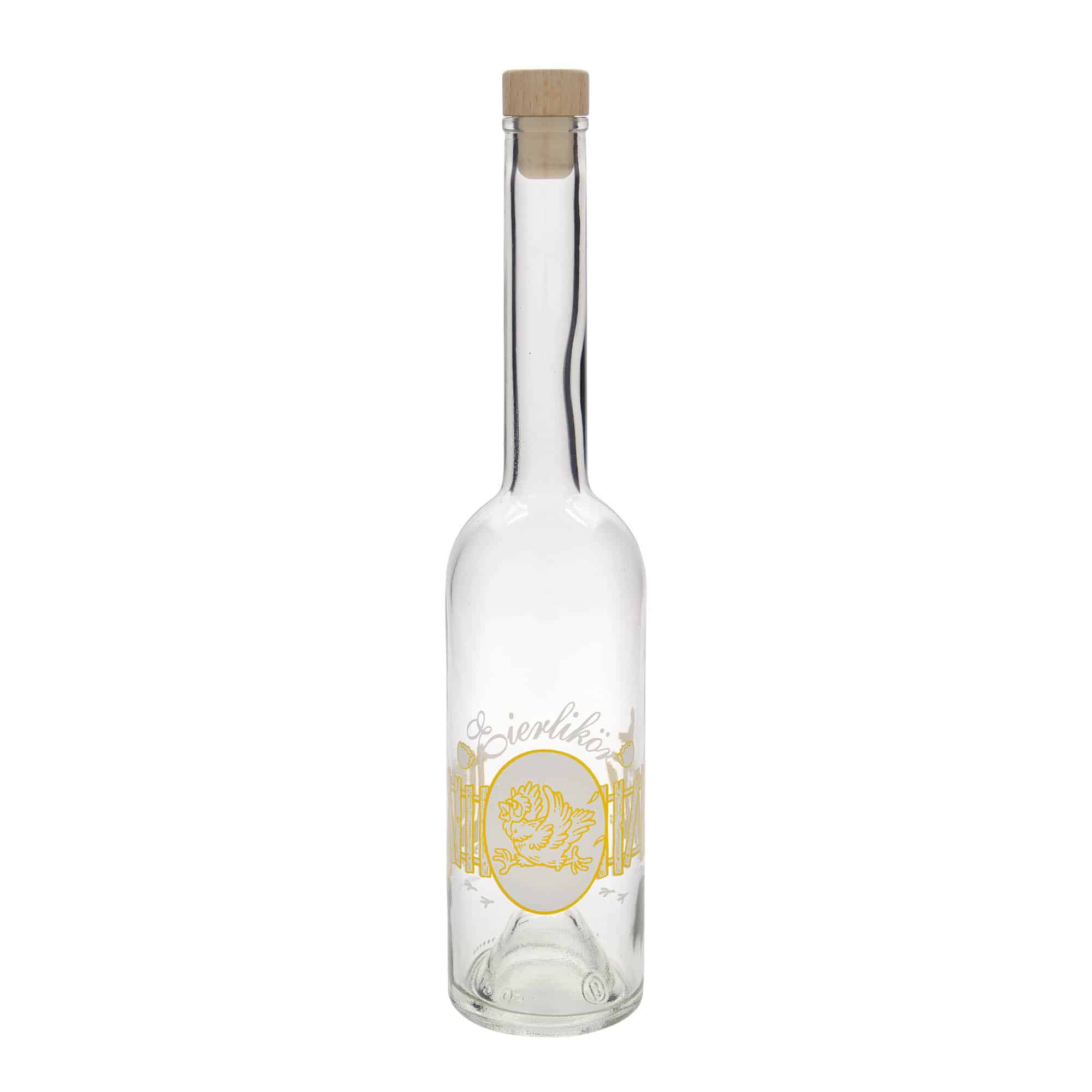 500 ml стъклена бутилка „Опера“, мотив: яйчен ликьор, затваряне: коркова тапа