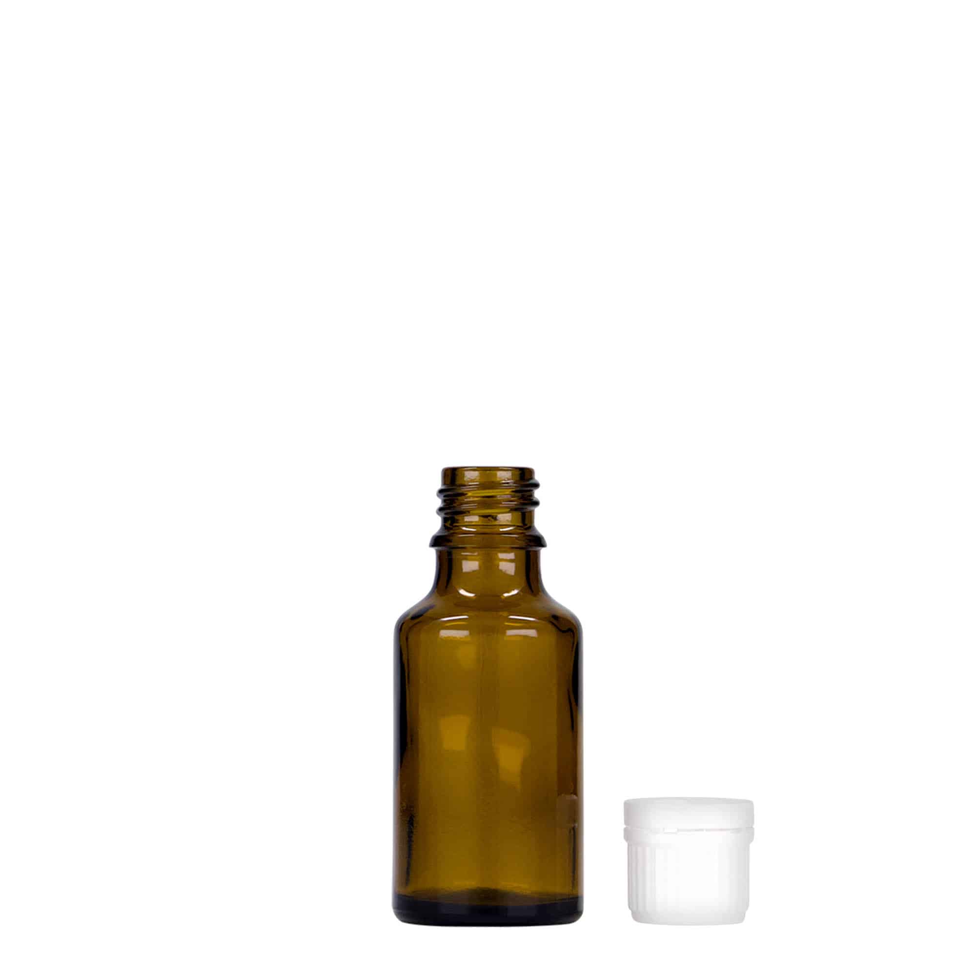 25 ml бутилка за лекарства, стъклена, кафява, затваряне: винтова капачка с резба DIN 18
