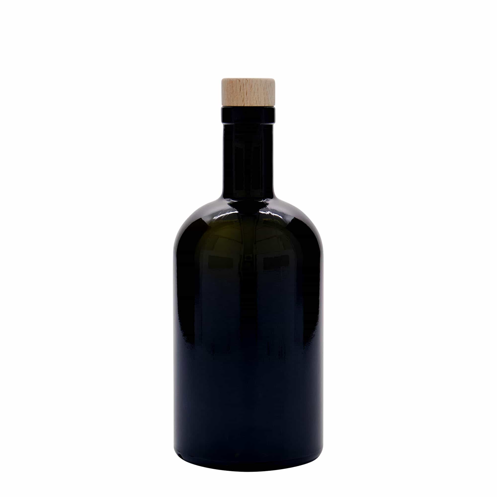 500 ml стъклена бутилка „Farmacia“, антично зелено, затваряне: коркова тапа