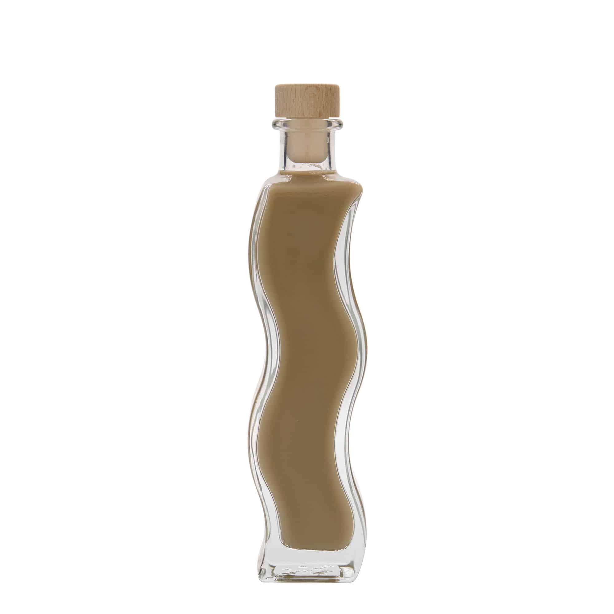 200 ml стъклена бутилка „Вълна“, квадратна, затваряне: коркова тапа