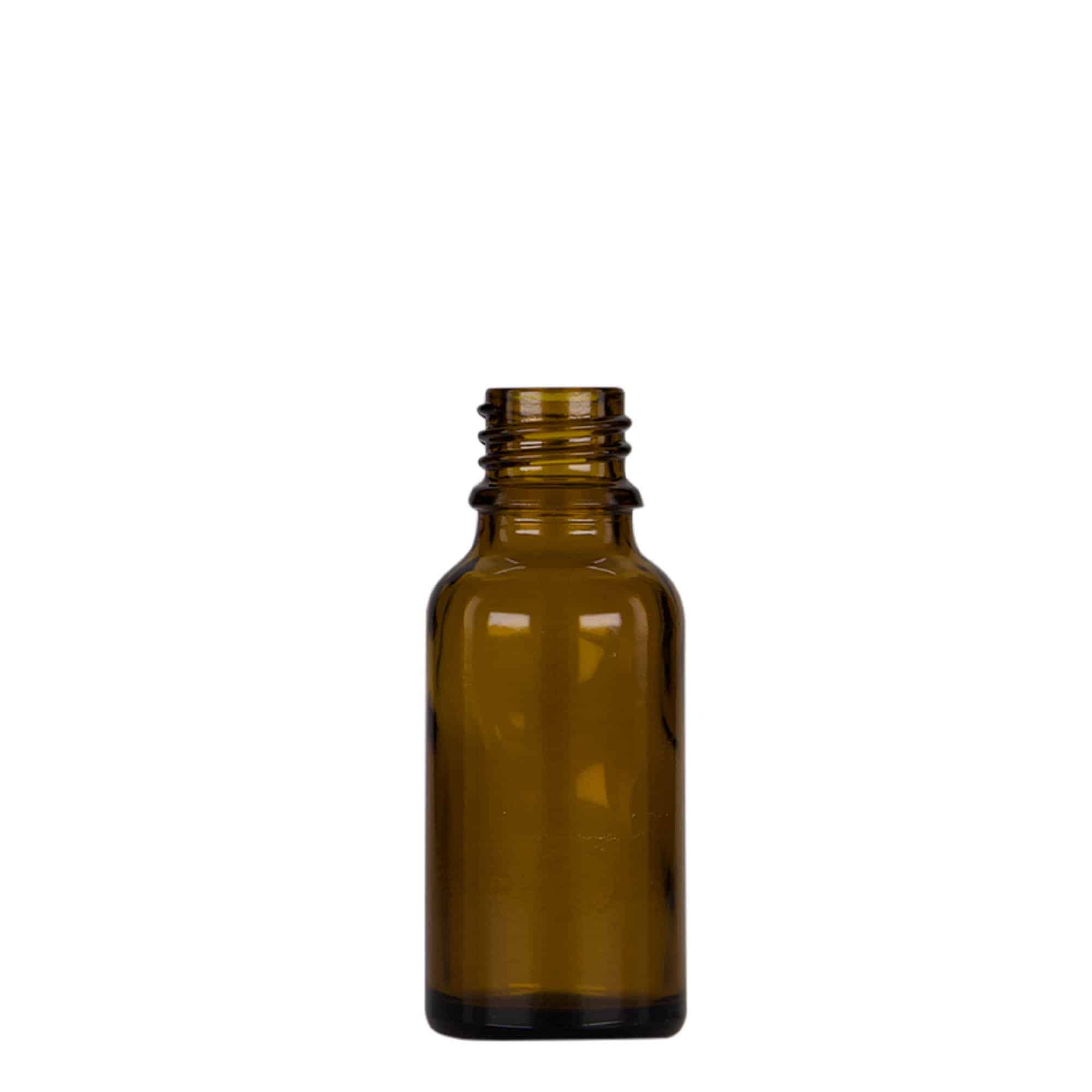 20 ml бутилка за лекарства с пипета, стъклена, кафяво-черна, затваряне: винтова капачка с резба DIN 18
