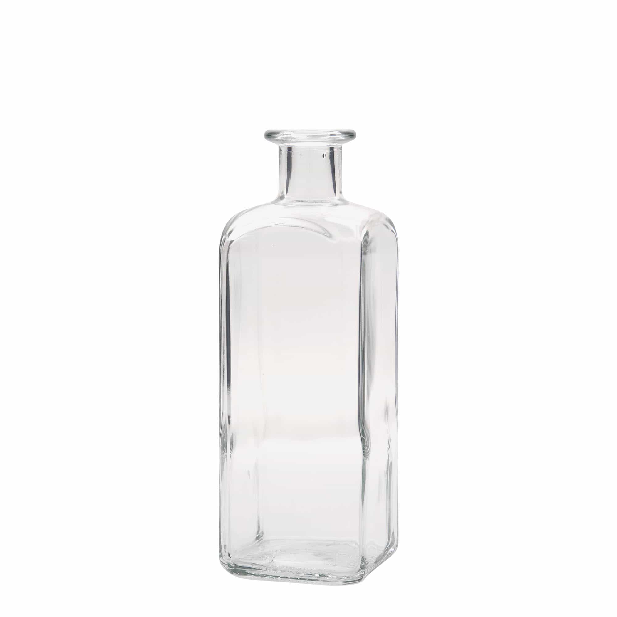 500 ml стъклена аптекарска бутилка „Carré“, квадратна, затваряне: коркова тапа