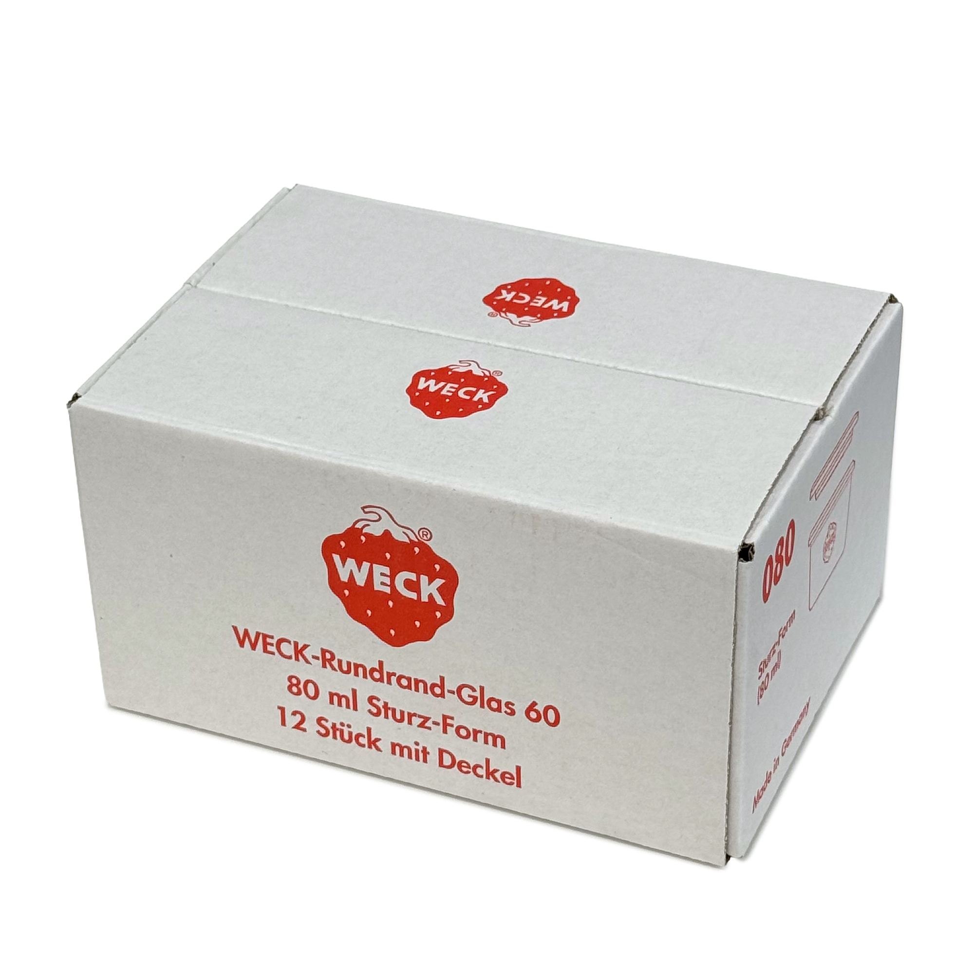 12x 80 ml стъклен буркан WECK с широко гърло със стъклен капак RR 60