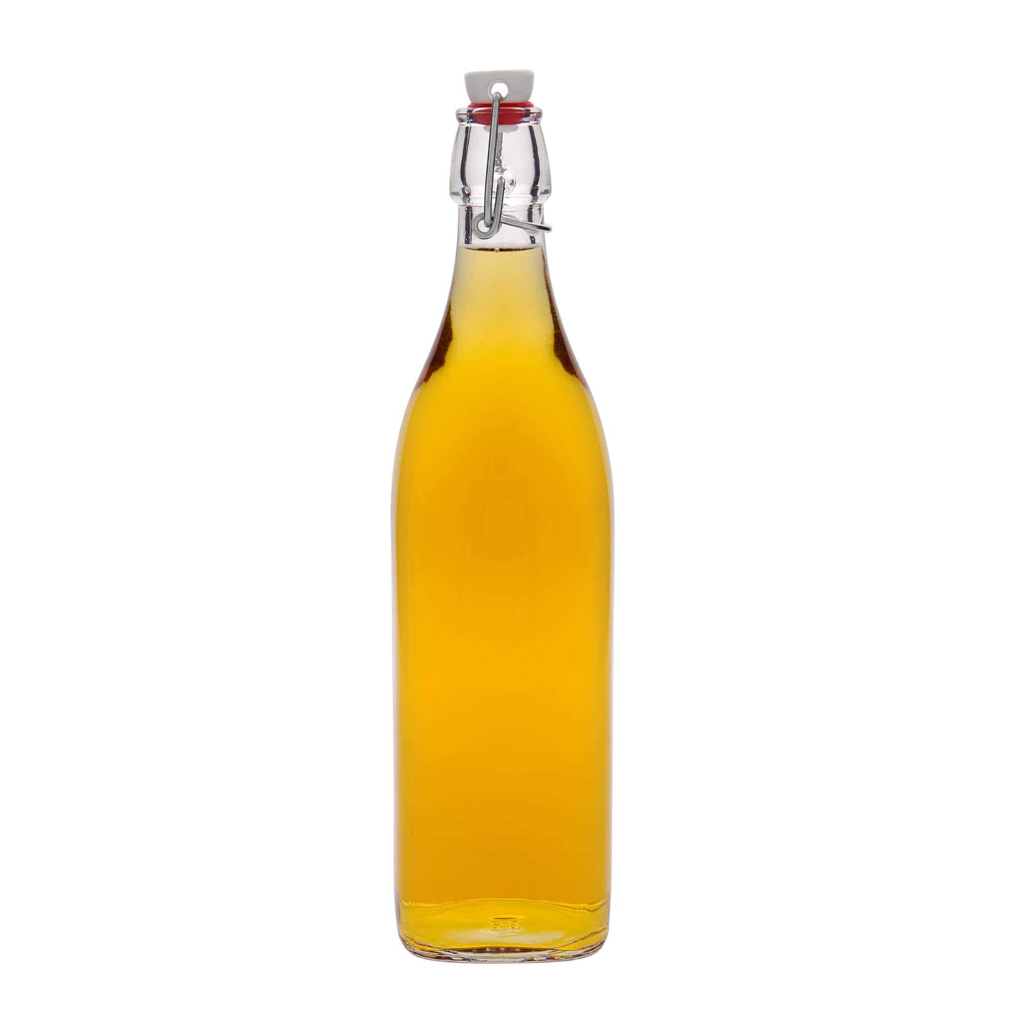 1000 ml стъклена бутилка „Swing“, квадратна, затваряне: тапа с клипс