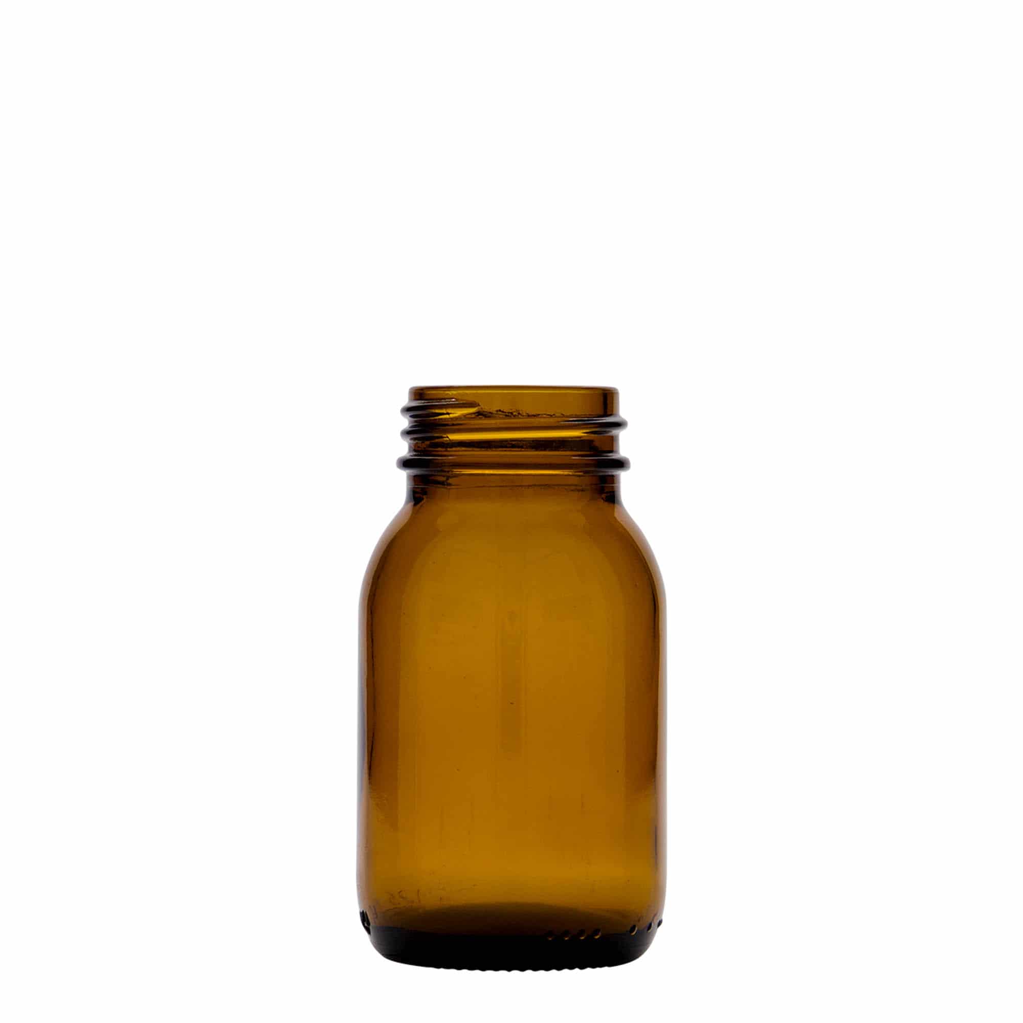 125 ml буркан с широко гърло, кафяв, затваряне: винтова капачка с резба DIN 40