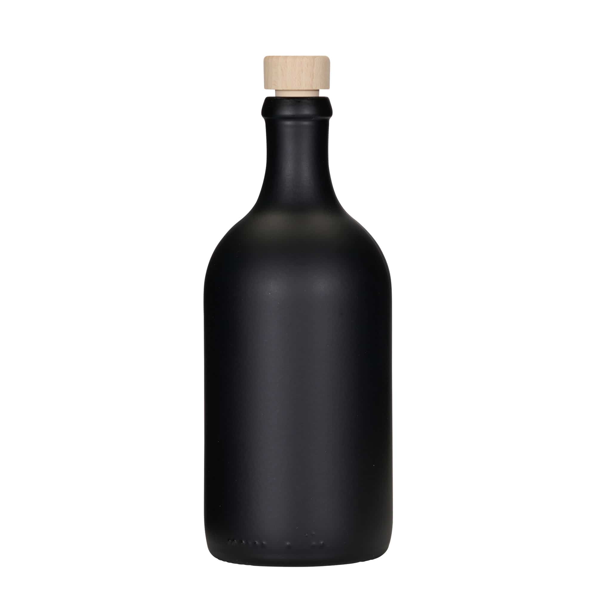 500 ml Стъклена бутилка „Джиневра Леджера“, черна, затваряне: коркова тапа