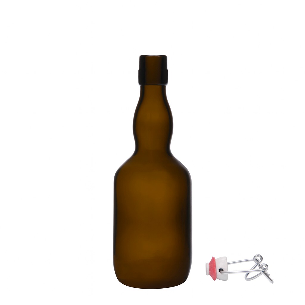 500 мл бутилка за бира с гърло Кропф, стъкло, антично зелено, отвор: затваряне с капак с щипка 500 мл бутилка за бира с гърло Кропф, стъкло, антично зелено, отвор: затваряне с капак с щипка