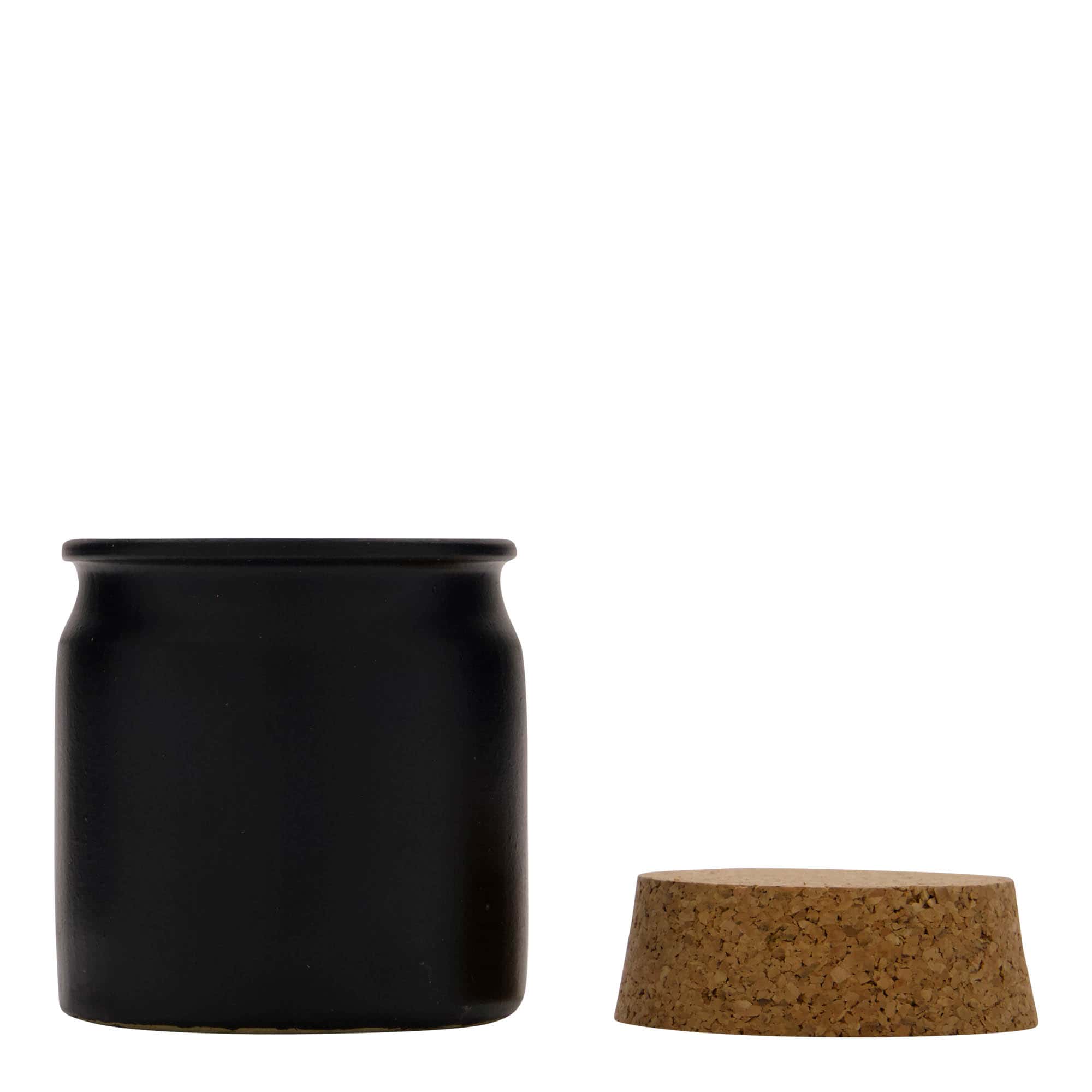 160 ml буркан каменна керамика, керамичен, черен, затваряне: коркова тапа