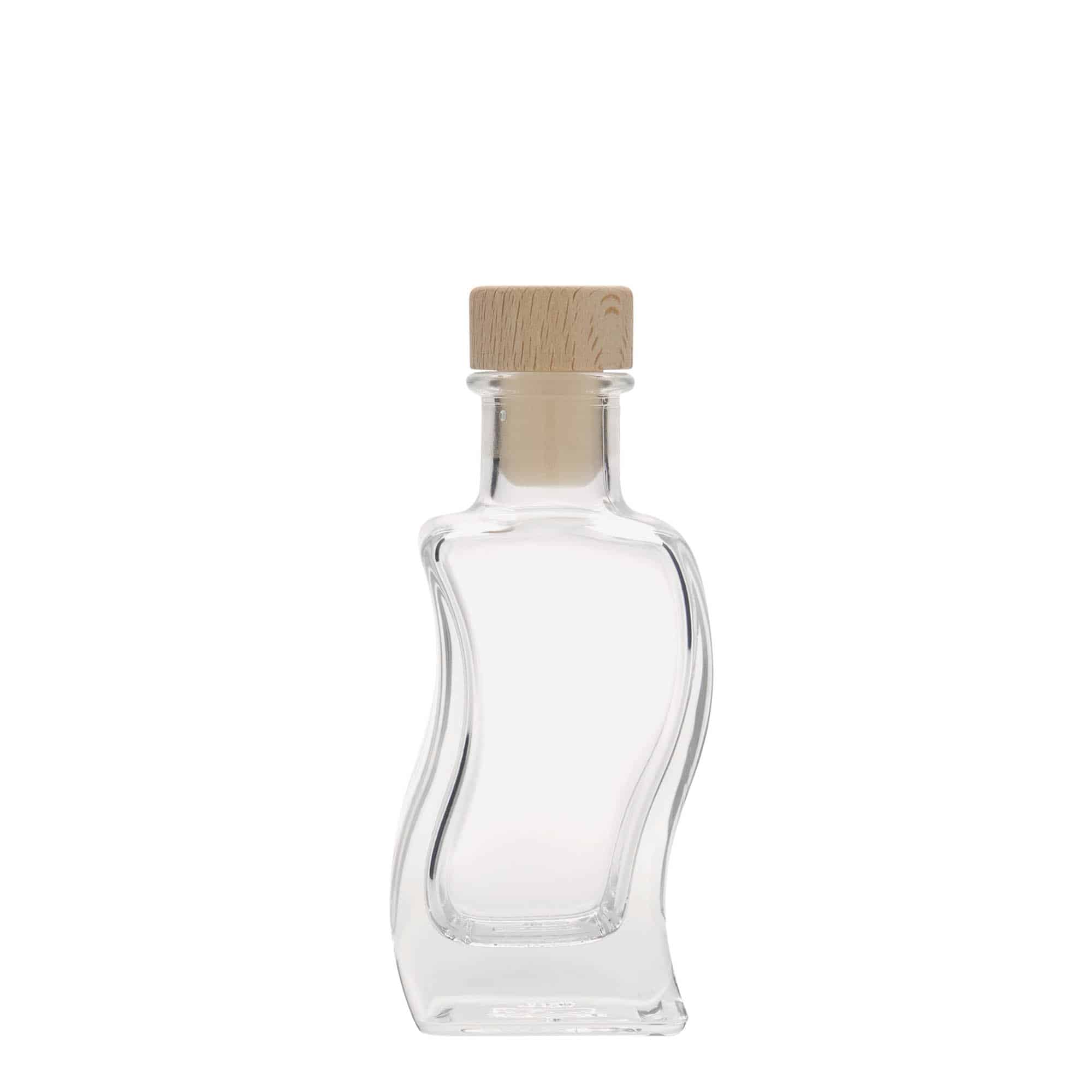 100 ml стъклена бутилка „Вълна“, квадратна, затваряне: коркова тапа