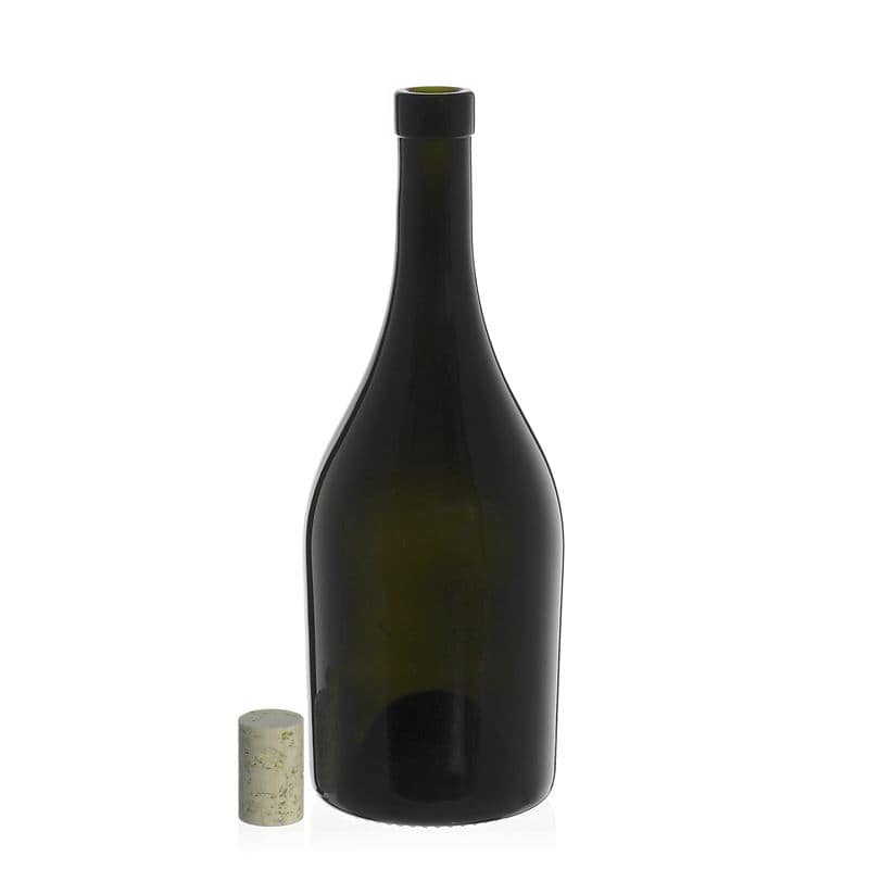 750 ml бутилка за вино „Exclusive“, антично зелено, затваряне: коркова тапа