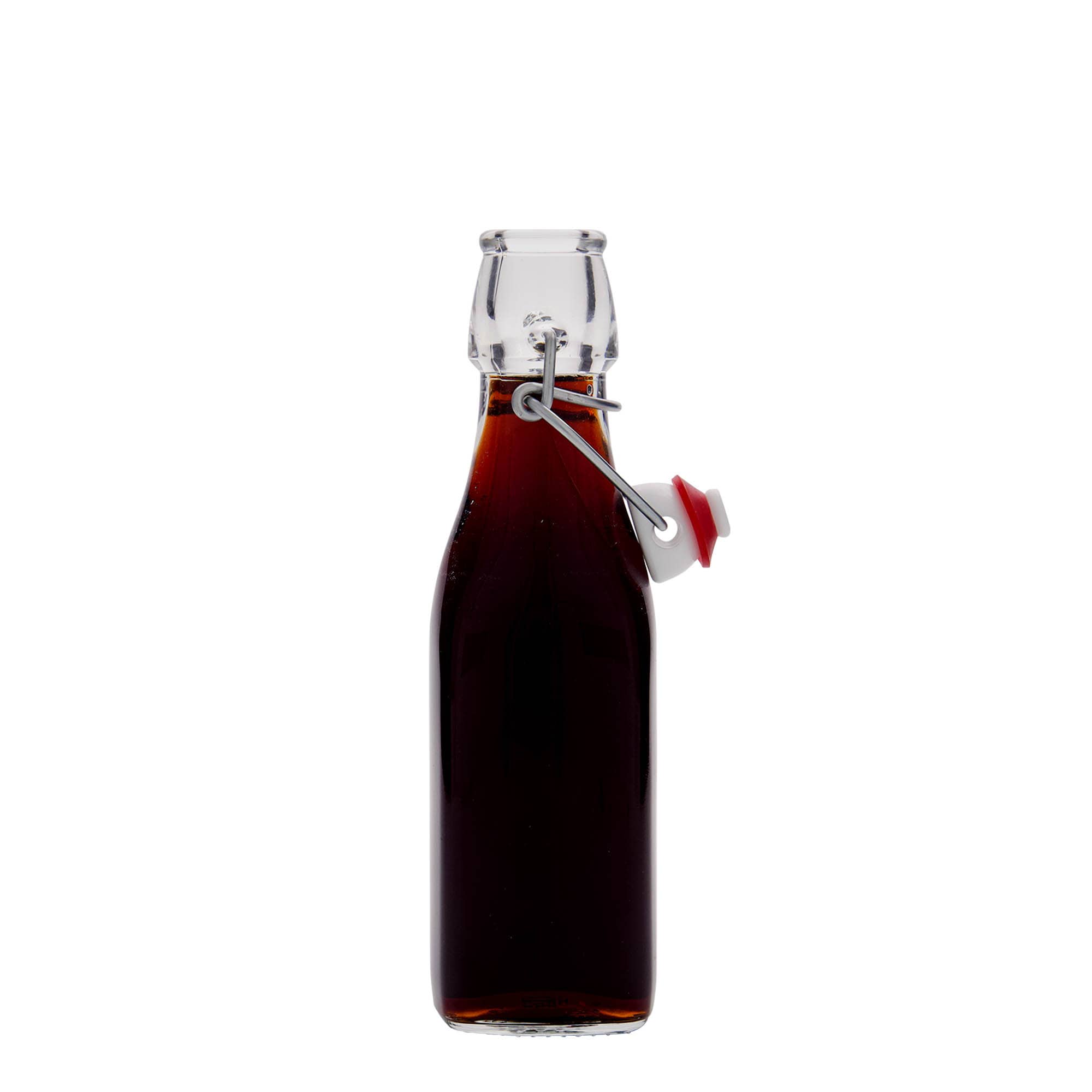 250 ml стъклена бутилка „Swing“, квадратна, затваряне: тапа с клипс