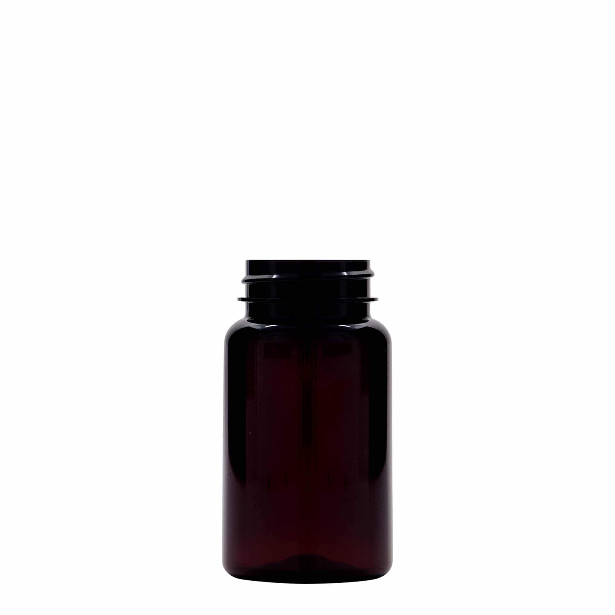 100 ml PET буркан за лекарства, пластмасов, кафяв, затваряне: винтова капачка GPI 38/400