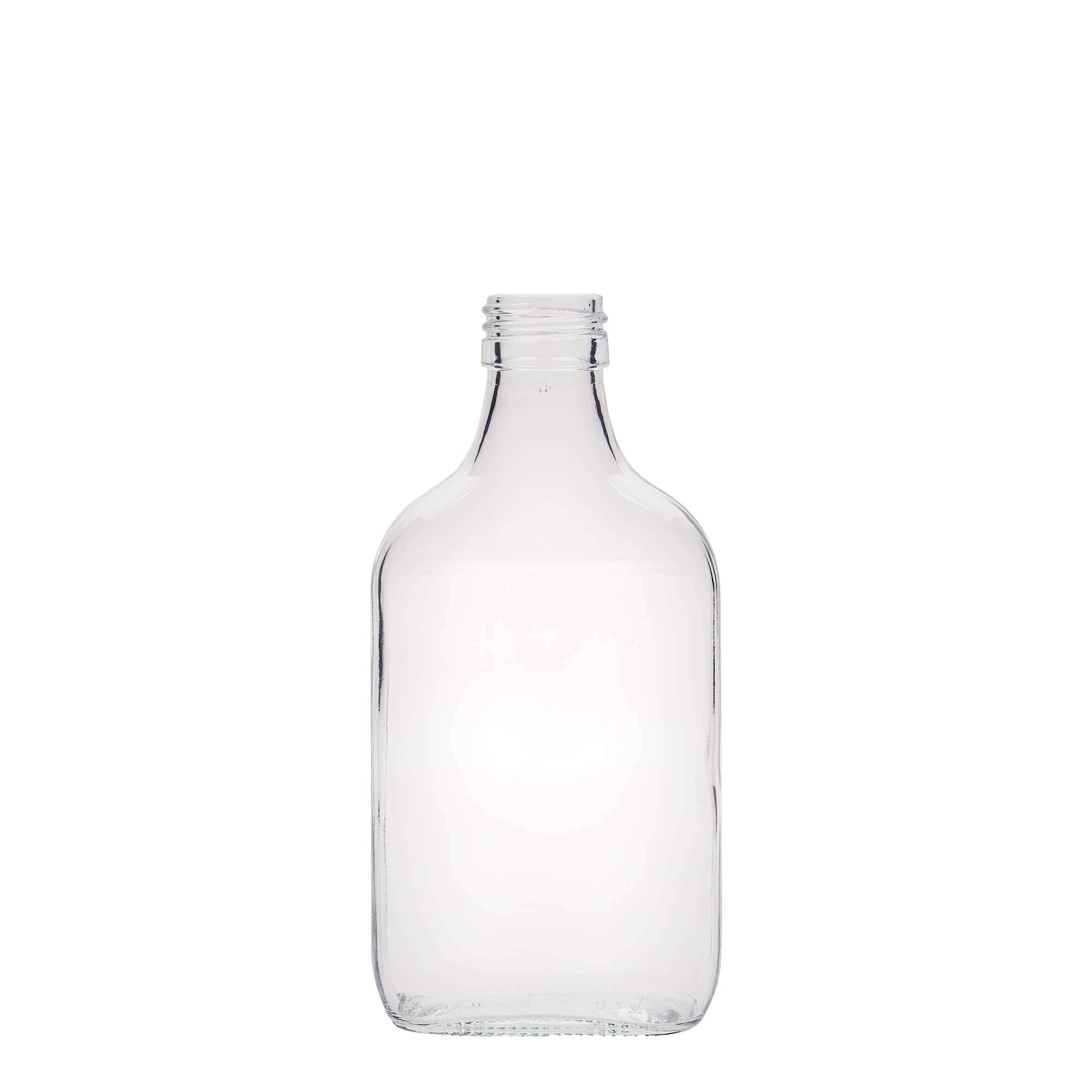 200 ml джобна бутилка, правоъгълна, стъклена, затваряне: капачка PP 28 200 ml джобна бутилка, правоъгълна, стъклена, затваряне: капачка PP 28