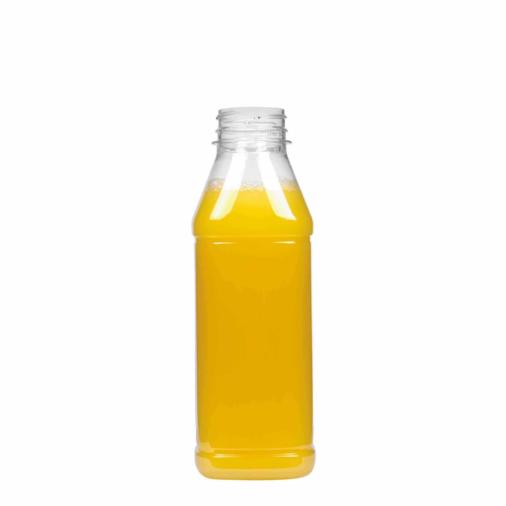 500 ml PET бутилка за мляко и сок „Carré“, квадратна, пластмасова, затваряне: 38 mm
