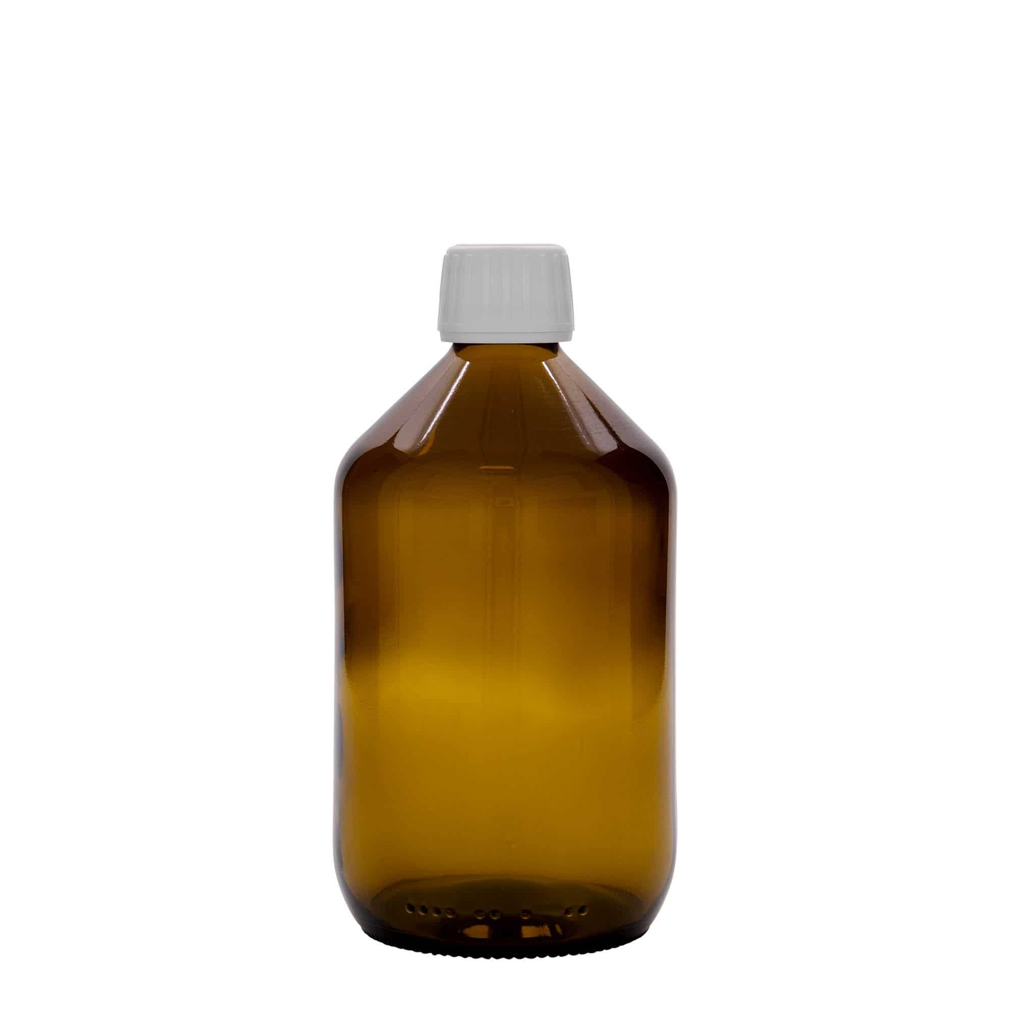 500 ml бутилка за лекарства, кафява, стъклена, затваряне: капачка PP 28