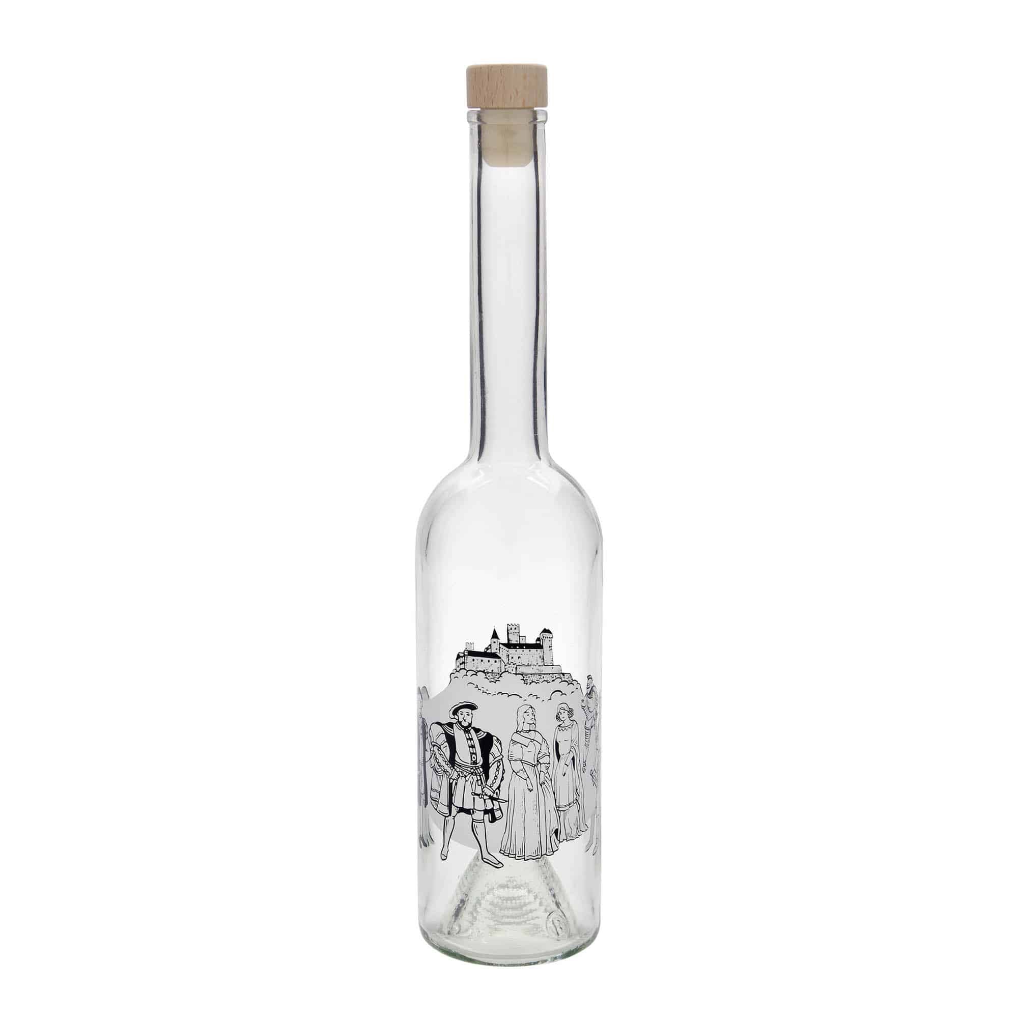 500 ml стъклена бутилка „Опера“, мотив: Средновековие, затваряне: коркова тапа