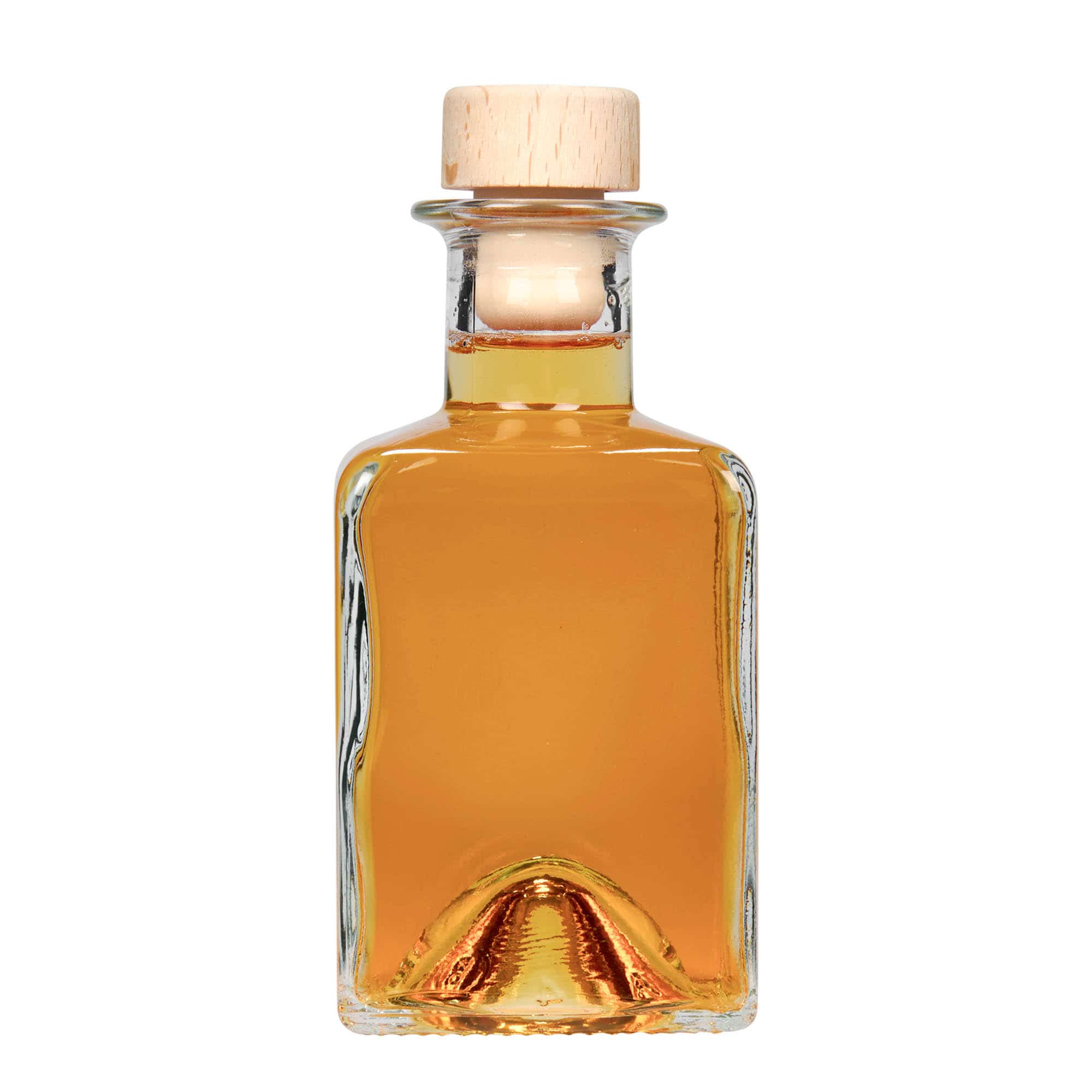 200 ml стъклена бутилка „Kubica“, квадратна, затваряне: коркова тапа