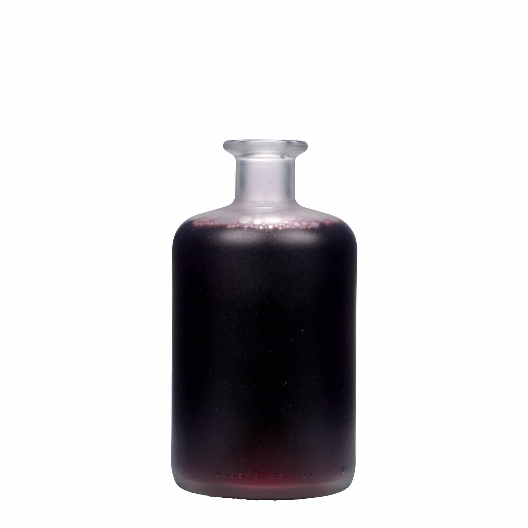 500 ml стъклена аптекарска бутилка със заскрежен ефект, затваряне: коркова тапа