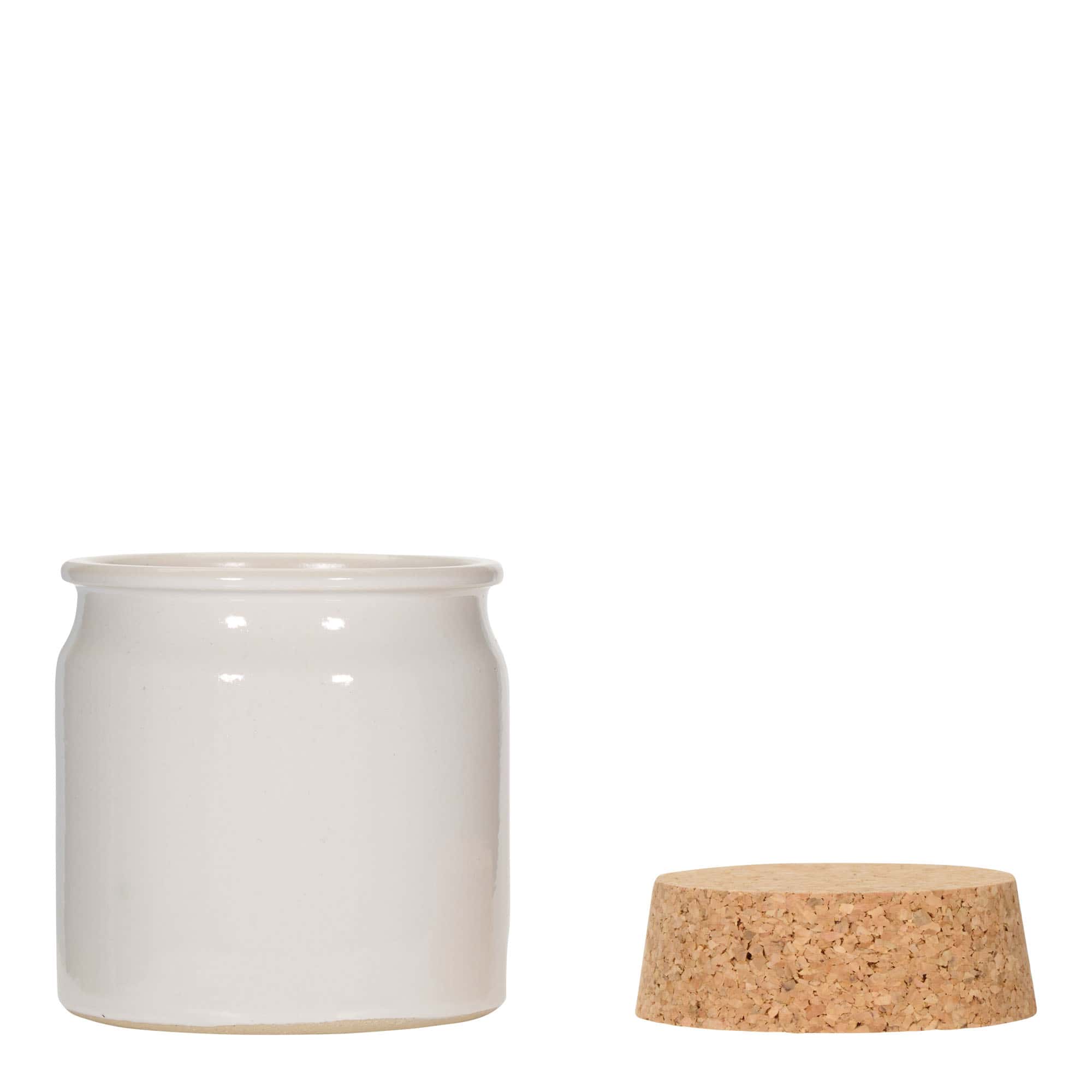 160 ml буркан каменна керамика, керамичен, бял, затваряне: коркова тапа