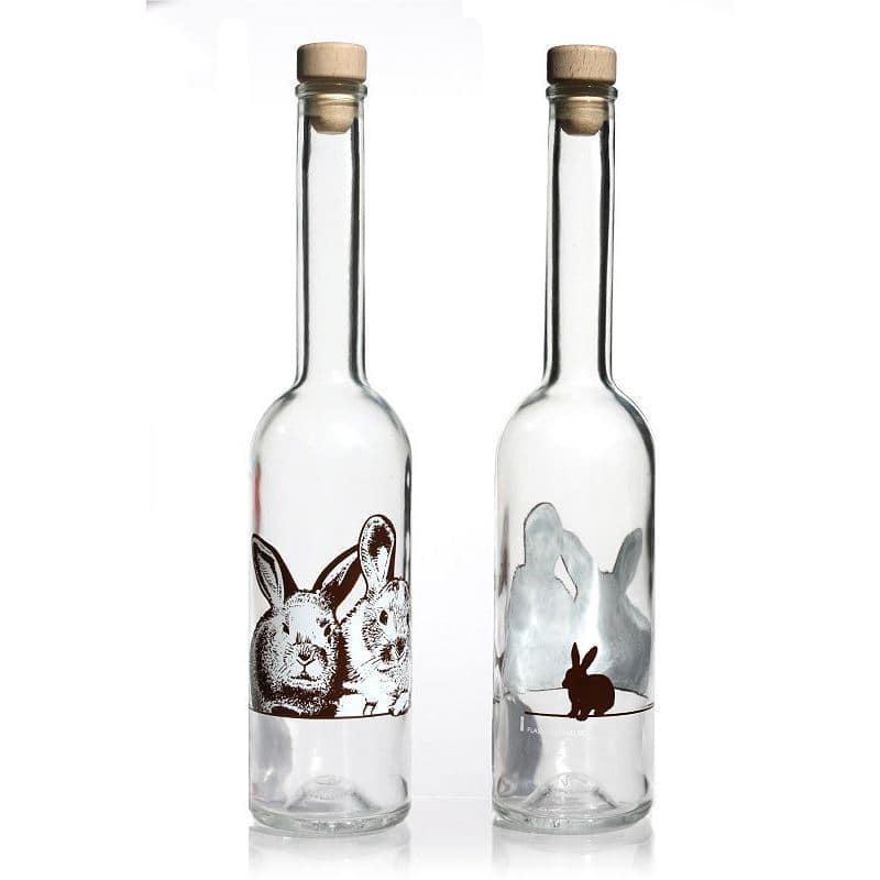 500 ml стъклена бутилка „Опера“, мотив: зайчета, затваряне: коркова тапа 500 ml стъклена бутилка „Опера“, мотив: зайчета, затваряне: коркова тапа